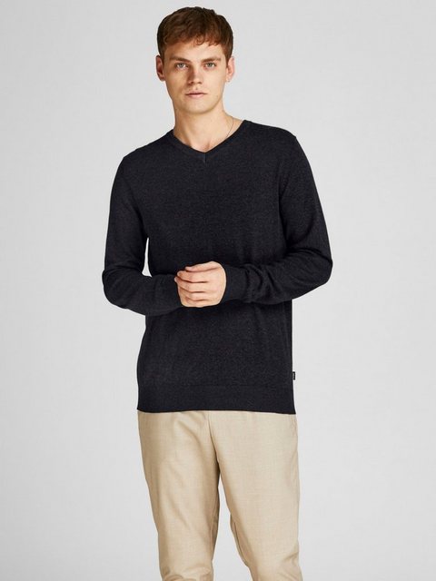 Jack & Jones Longsleeve Dünner Langarm Strickpullover V-Neck Basic Sweater günstig online kaufen