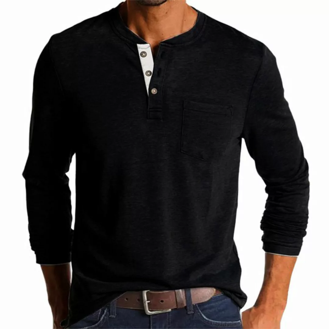 LAPA Langarmshirt Herren Henley-Shirt Langarm Pullover Hemden Slim-Fit Basi günstig online kaufen