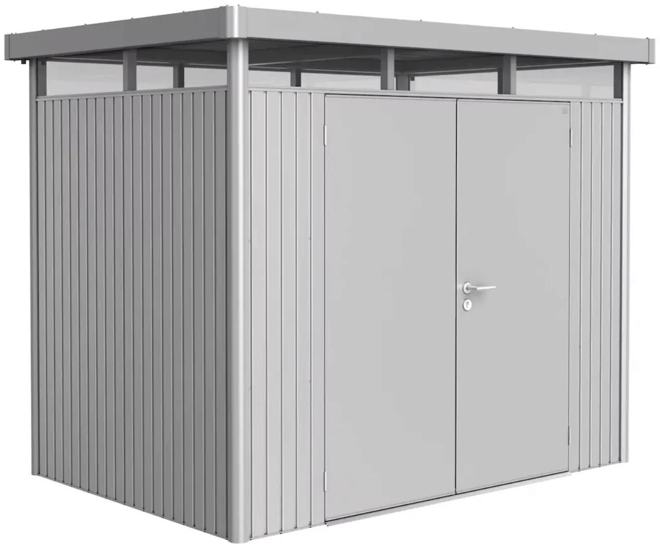 Biohort Metall-Gerätehaus HighLine Silber-Metallic 4,6 m² Doppeltür günstig online kaufen