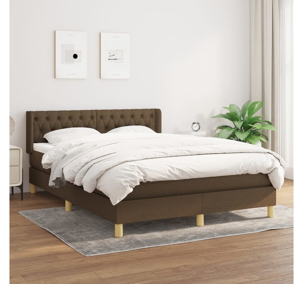 vidaXL Boxspringbett Boxspringbett mit Matratze Dunkelbraun 140x200 cm Stof günstig online kaufen