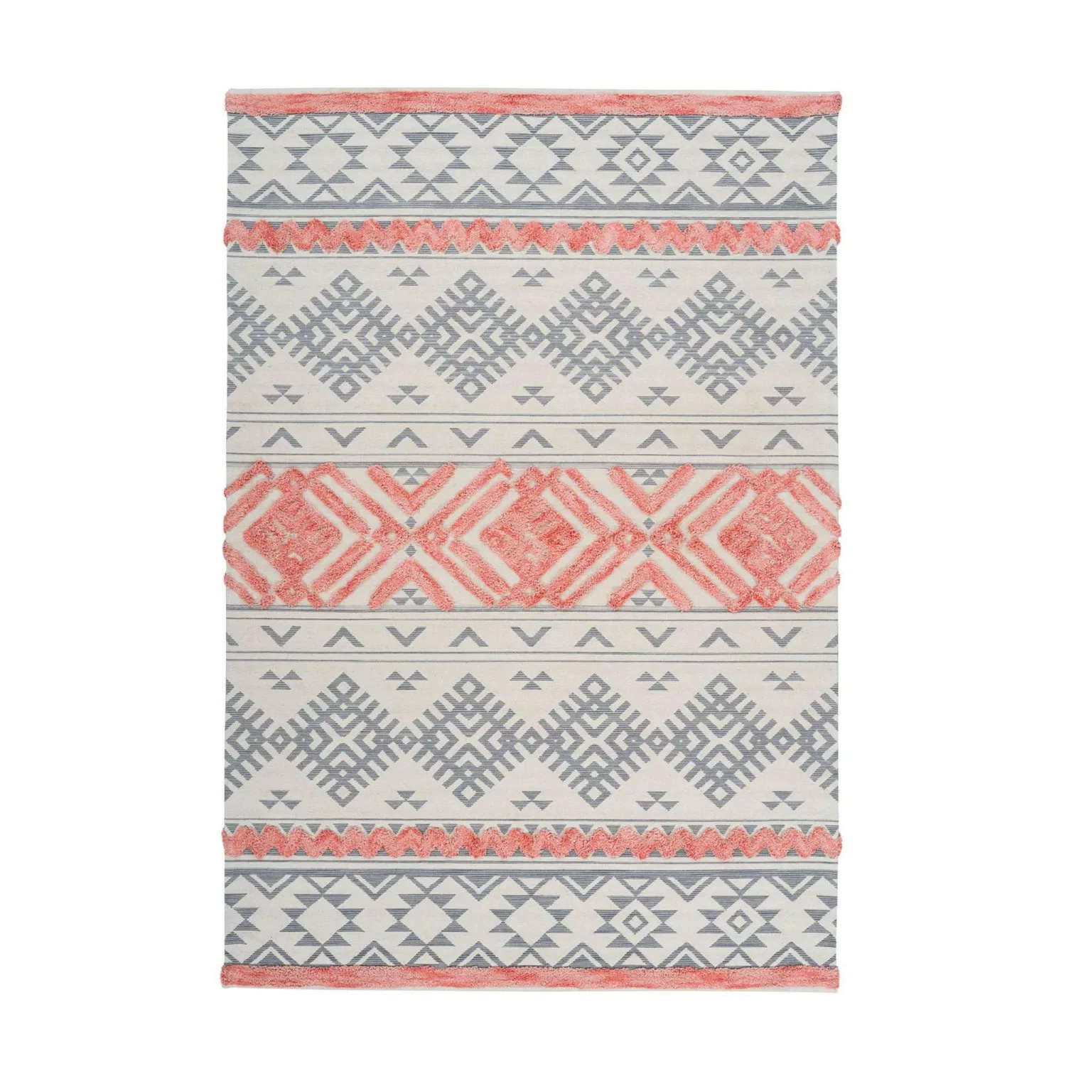 MeGusta Kurzflor Teppich EthnoDesign Grau Apricot 3D Design 160 x 230 cm günstig online kaufen