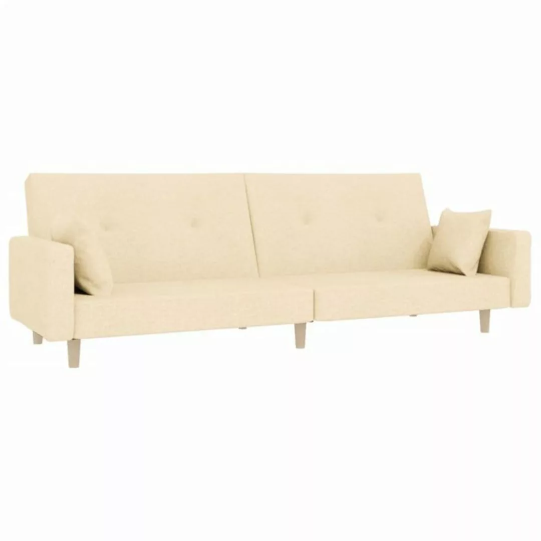 vidaXL Sofa Schlafsofa 2-Sitzer mit 2 Kissen Creme Stoff günstig online kaufen