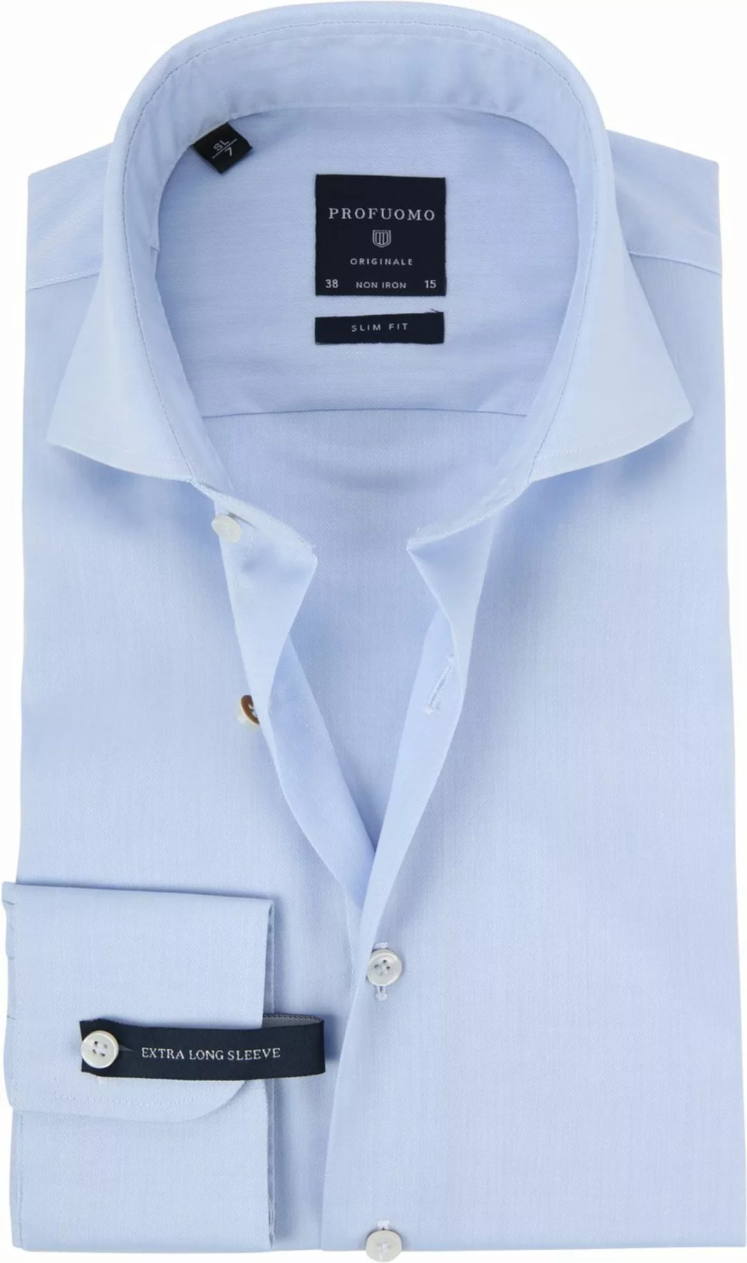 Profuomo Hemd Extra Lange Ärmel Cutaway Light Blue - Größe 39 günstig online kaufen