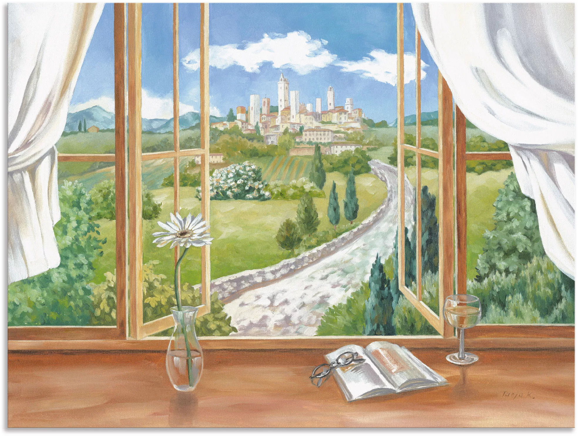 Artland Wandbild "Fenster zur Toskana", Fensterblick, (1 St.), als Alubild, günstig online kaufen