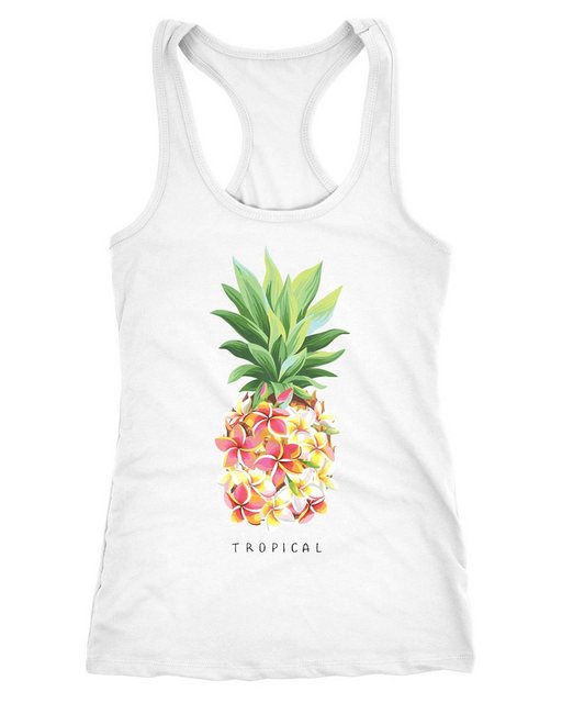 Neverless Tanktop Damen Tank-Top Ananas Blumen Pineapple Flowers Tropical S günstig online kaufen