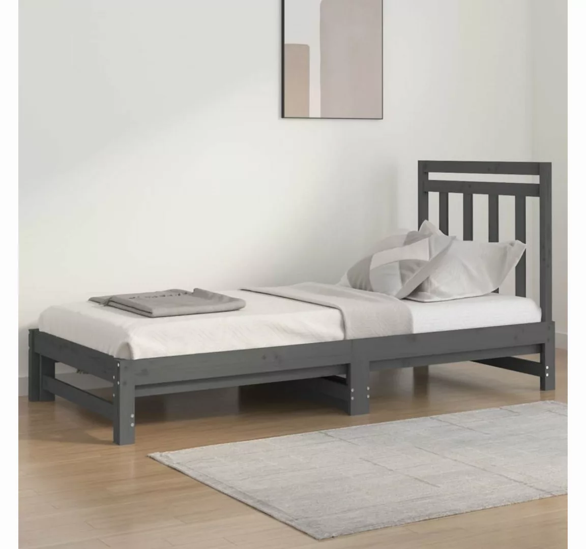 vidaXL Gästebett Tagesbett Gästebett Ausziehbar Grau 2x90x200 cm Massivholz günstig online kaufen