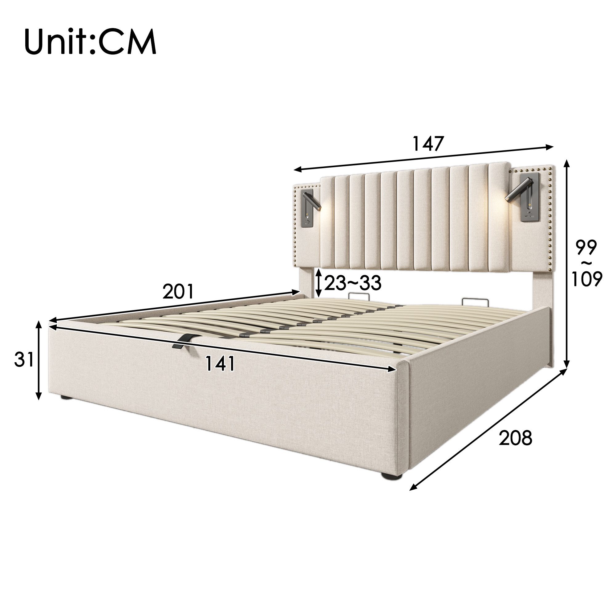 TavilaEcon Boxspringbett Polsterbett mit verstellbarem Kopfteil günstig online kaufen