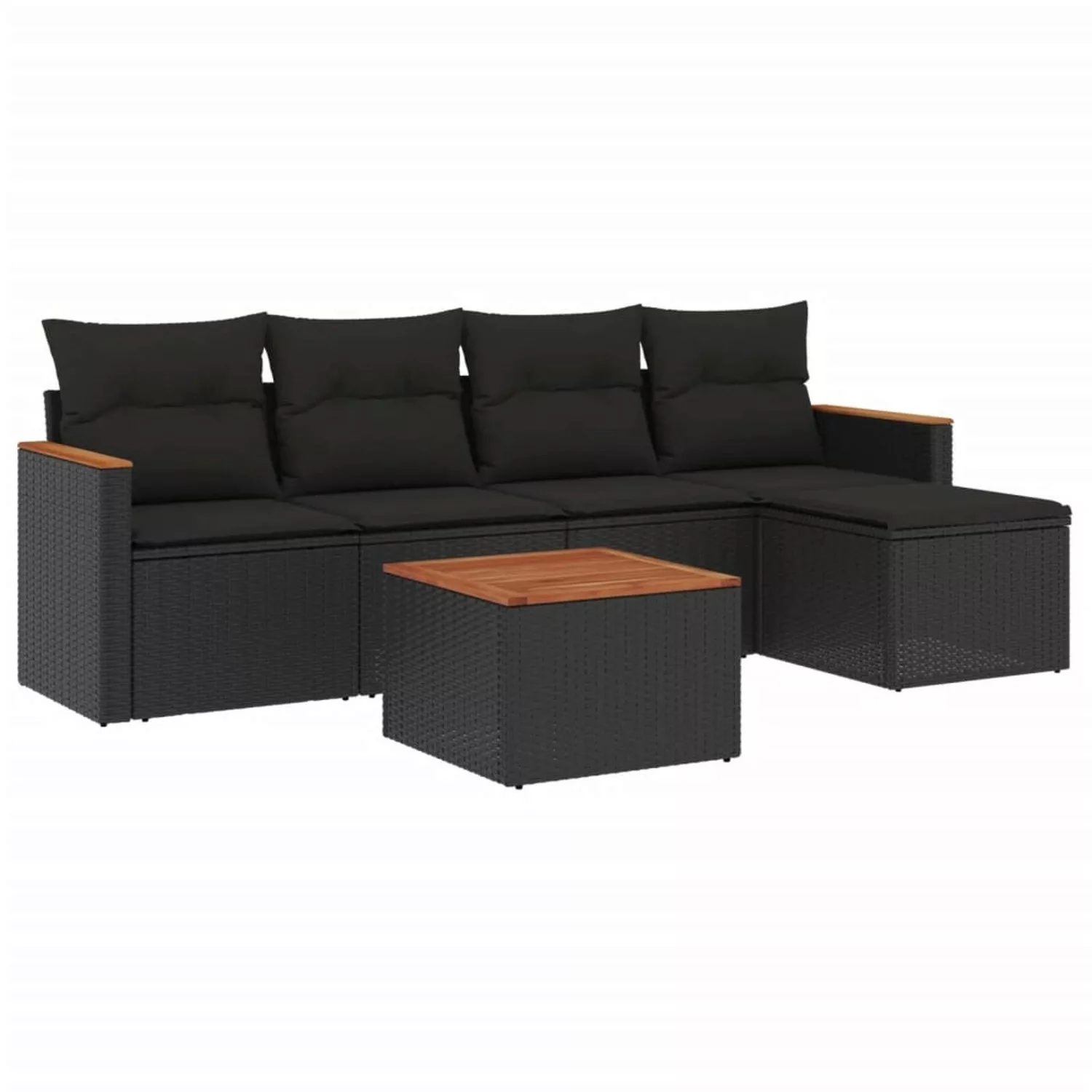 vidaXL 6-tlg Garten-Sofagarnitur mit Kissen Schwarz Poly Rattan Modell 234 günstig online kaufen