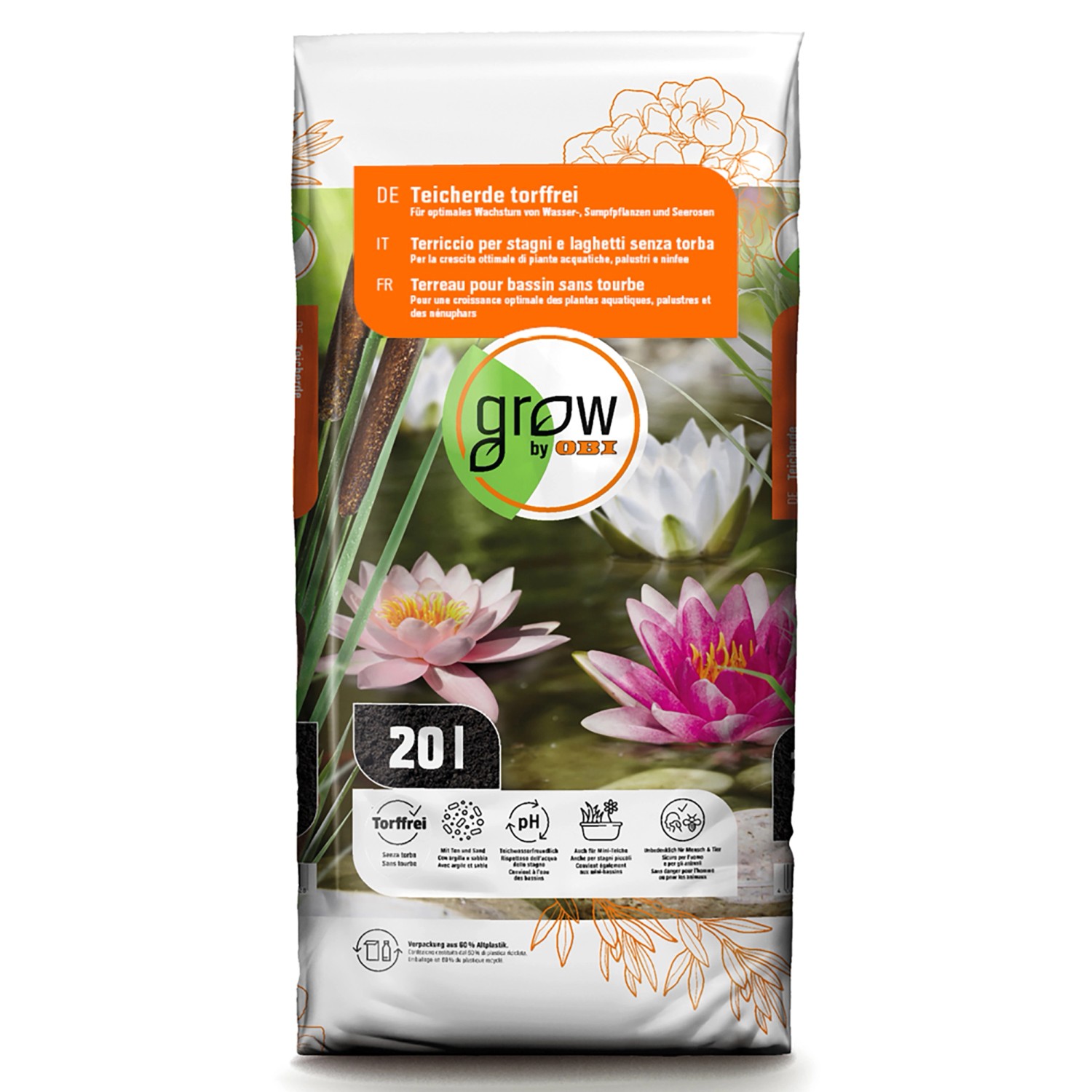 GROW by OBI Teicherde Torffrei 20 l günstig online kaufen