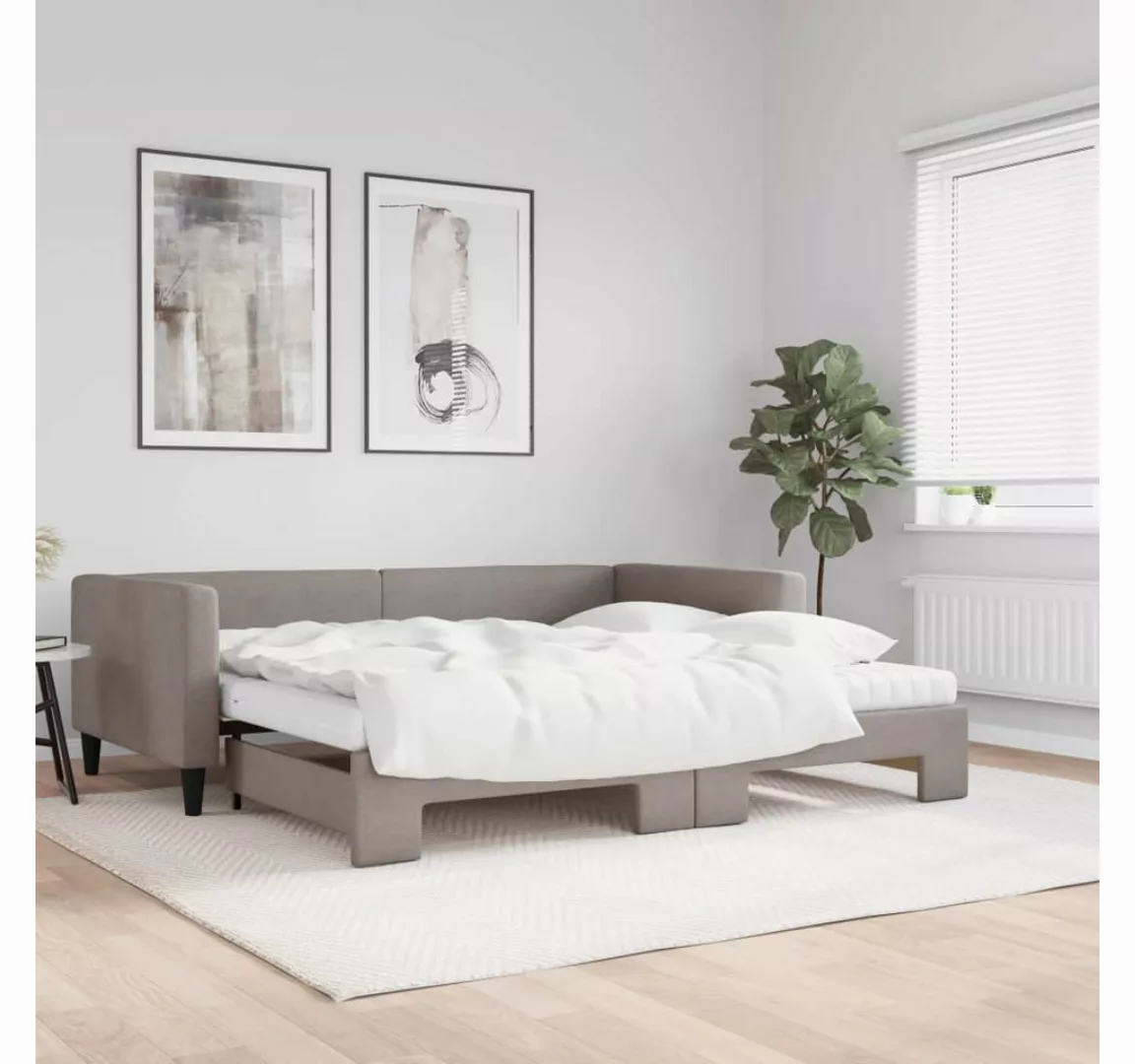 vidaXL Gästebett Gästebett Tagesbett Ausziehbar mit Matratzen Taupe 100x200 günstig online kaufen