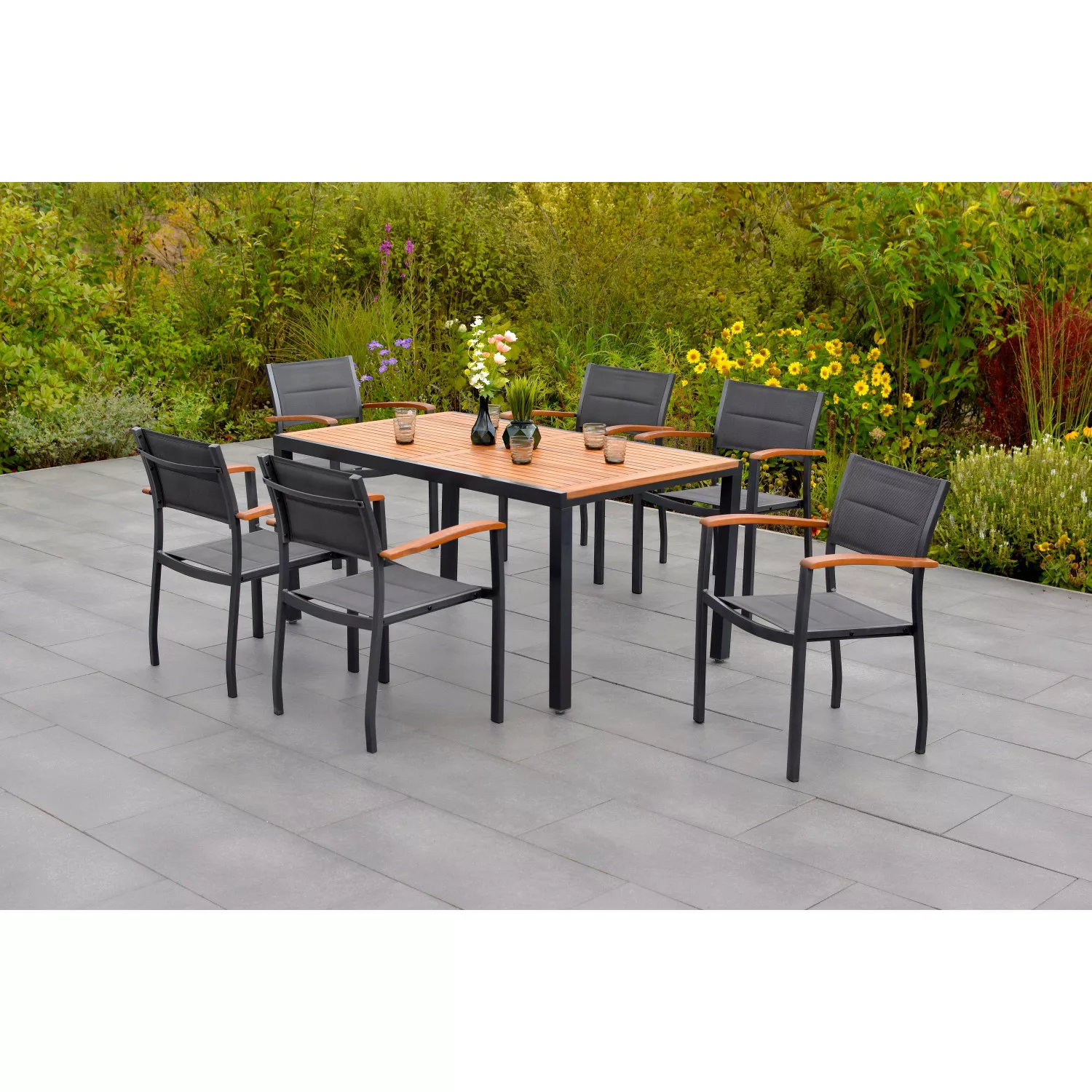 Merxx Gartenmöbel-Set Paxos 7-teilig 150 cm x 90 cm x 74 cm günstig online kaufen