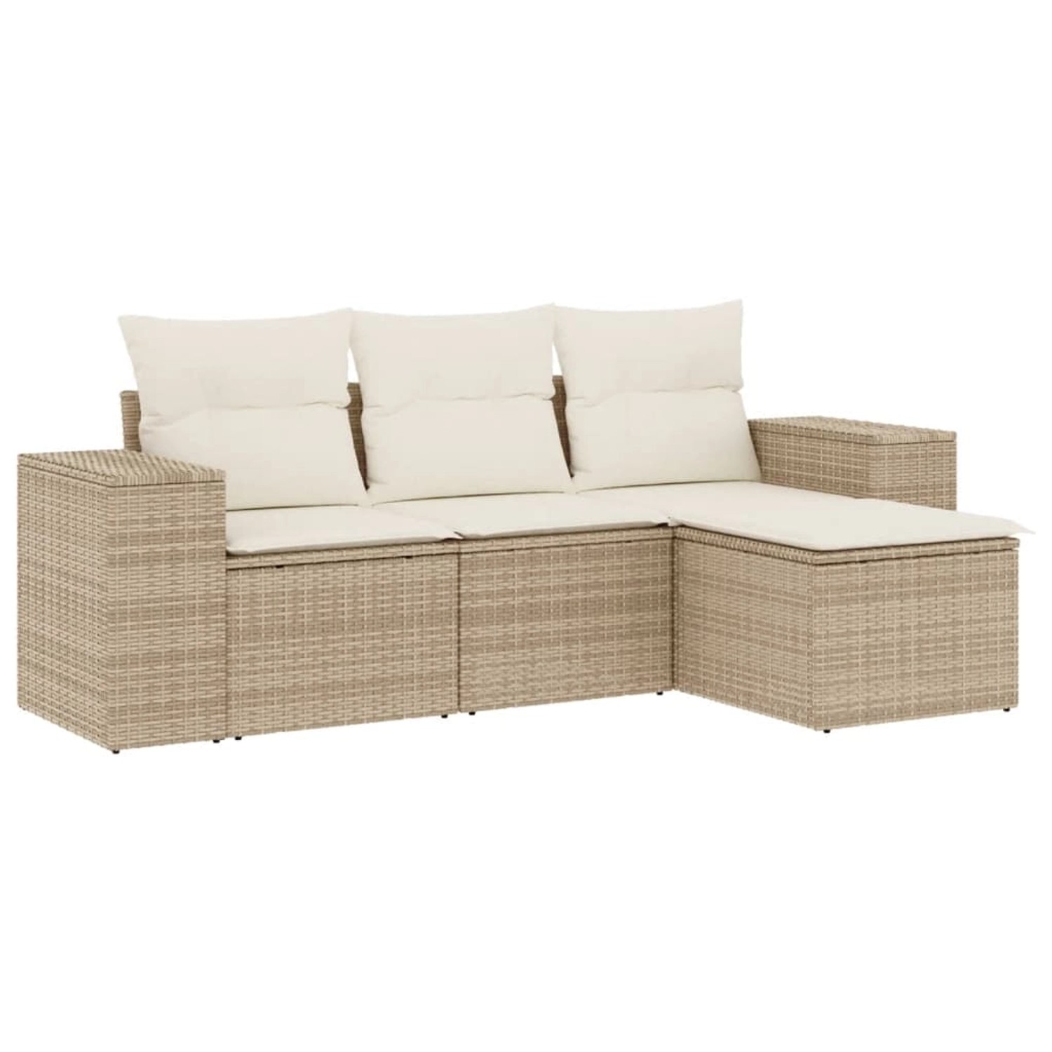 vidaXL 4-Tlg Garten-Sofagarnitur mit Kissen Beige Poly Rattan 3254805 günstig online kaufen