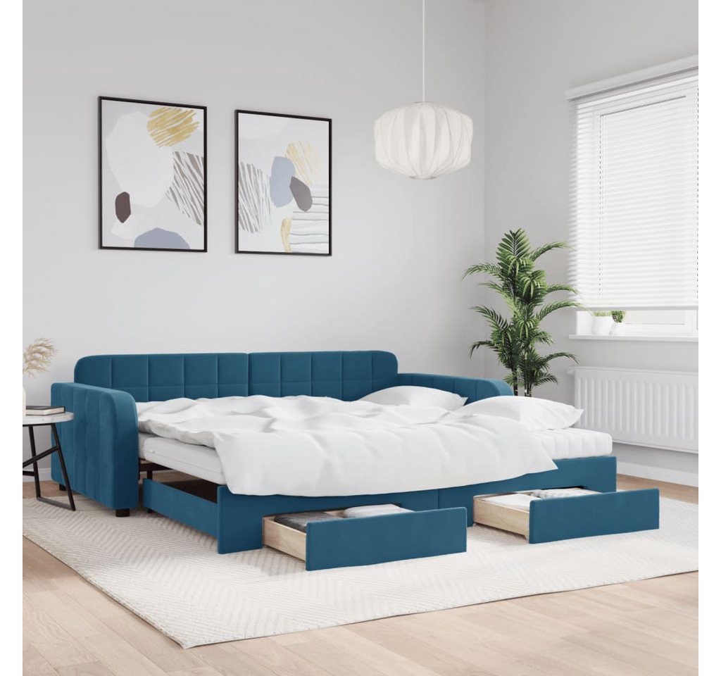 vidaXL Gästebett Gästebett Tagesbett Ausziehbar mit Schubladen Blau 100x200 günstig online kaufen