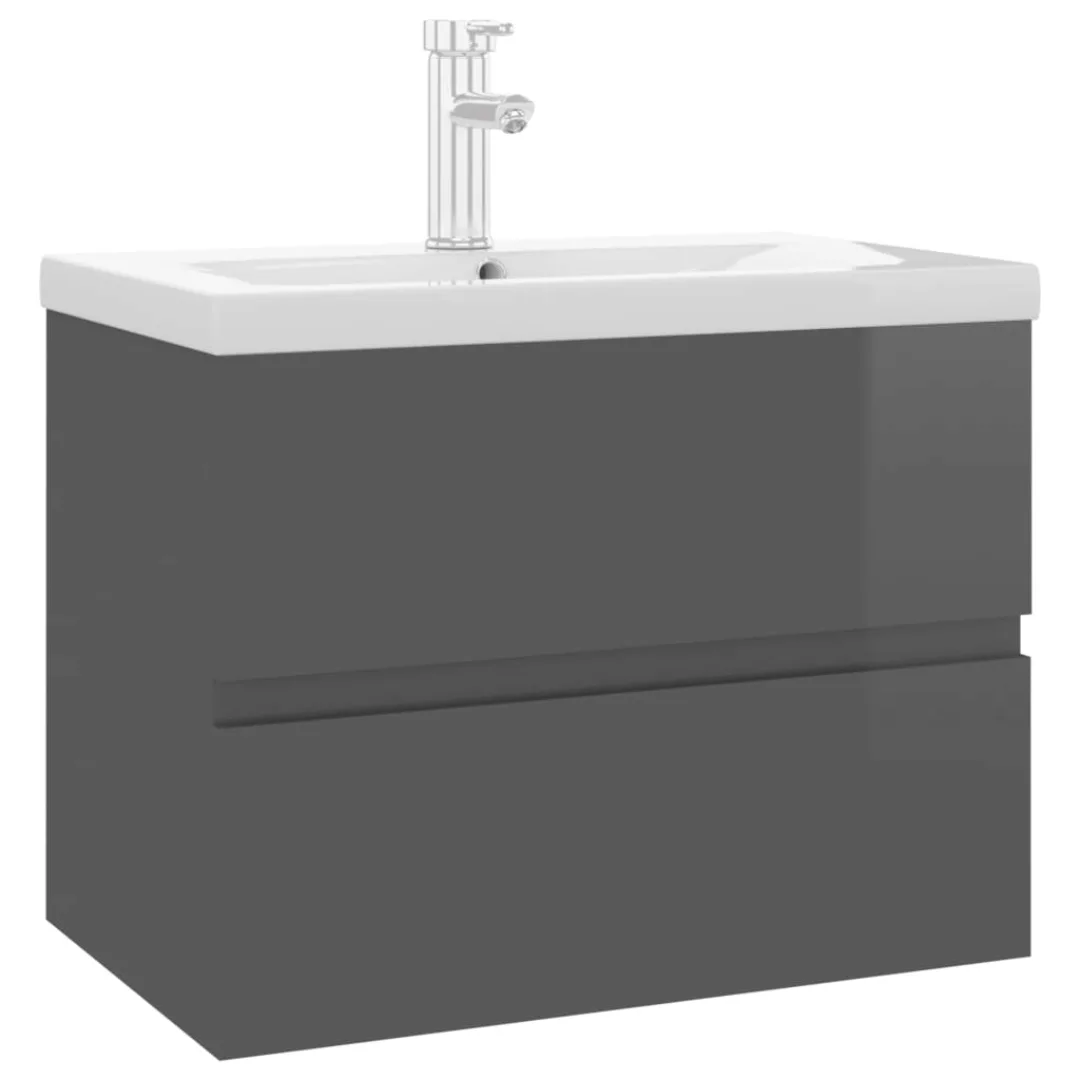 Waschbeckenunterschrank Einbaubecken Hochglanz-grau Spanplatte günstig online kaufen