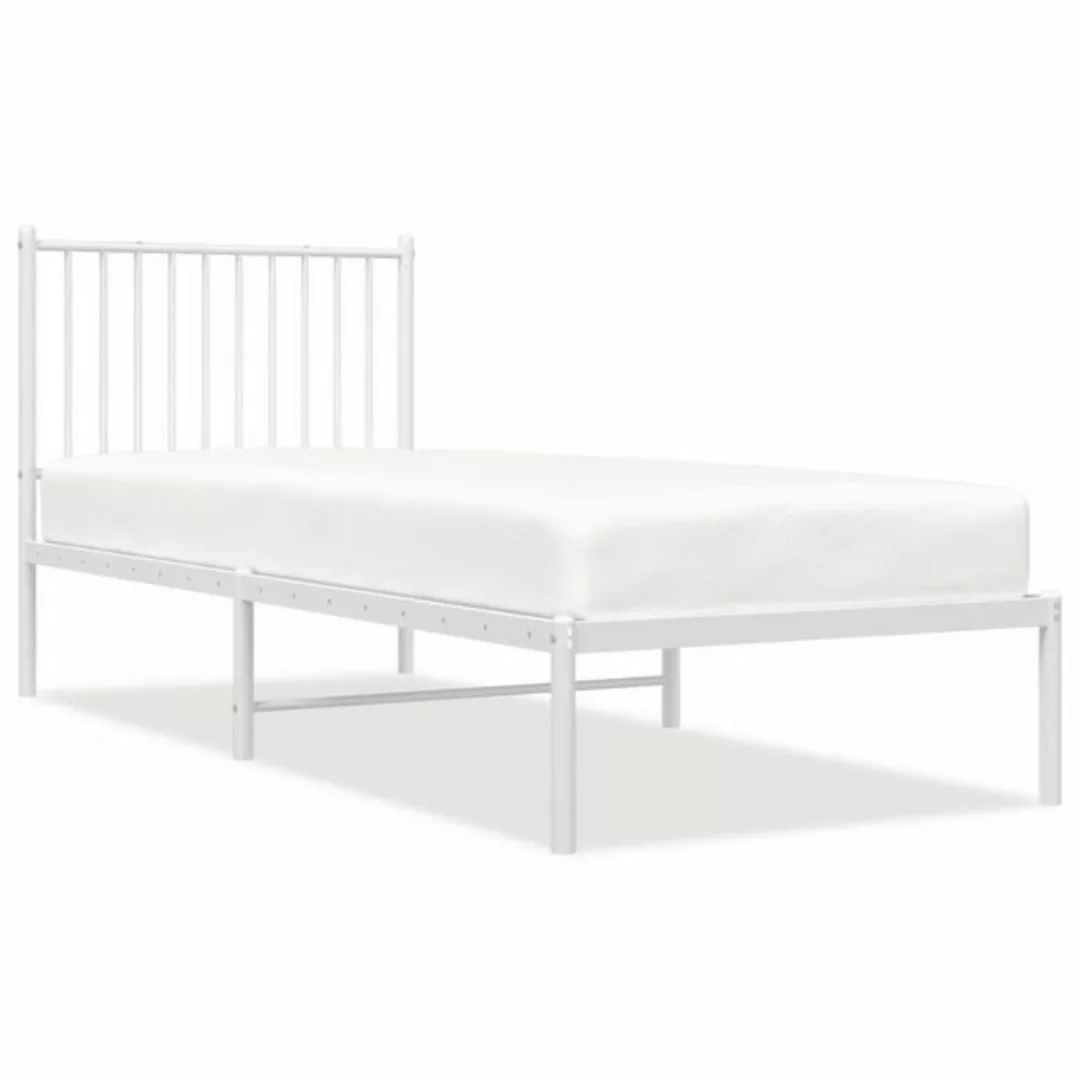 furnicato Bett Bettgestell mit Kopfteil Metall Weiß 80x200 cm günstig online kaufen