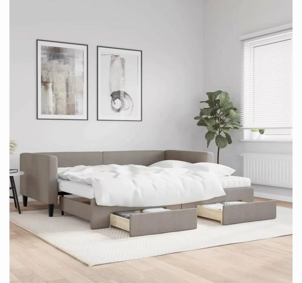 vidaXL Gästebett Gästebett Tagesbett Ausziehbar mit Schubladen Taupe 90x200 günstig online kaufen