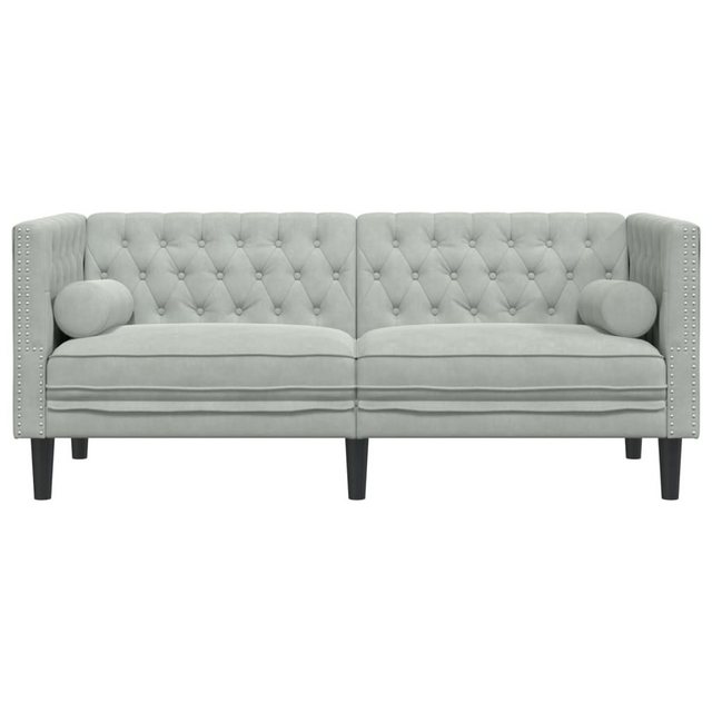 vidaXL Sofa Chesterfield-Sofa mit Nackenrollen 2-Sitzer Hellgrau Samt günstig online kaufen