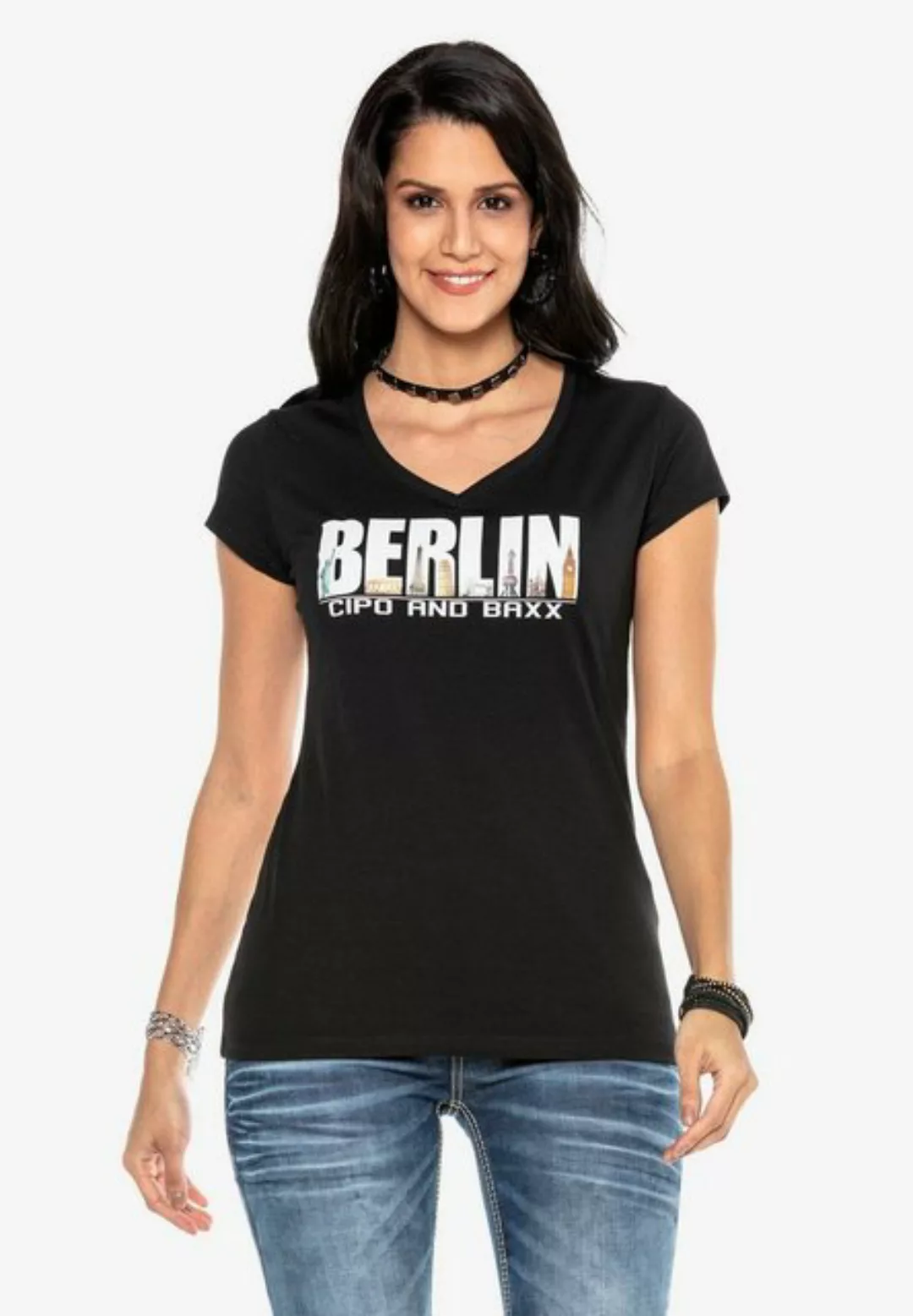 Cipo & Baxx T-Shirt mit außergewöhnlichem Berlin-Print günstig online kaufen