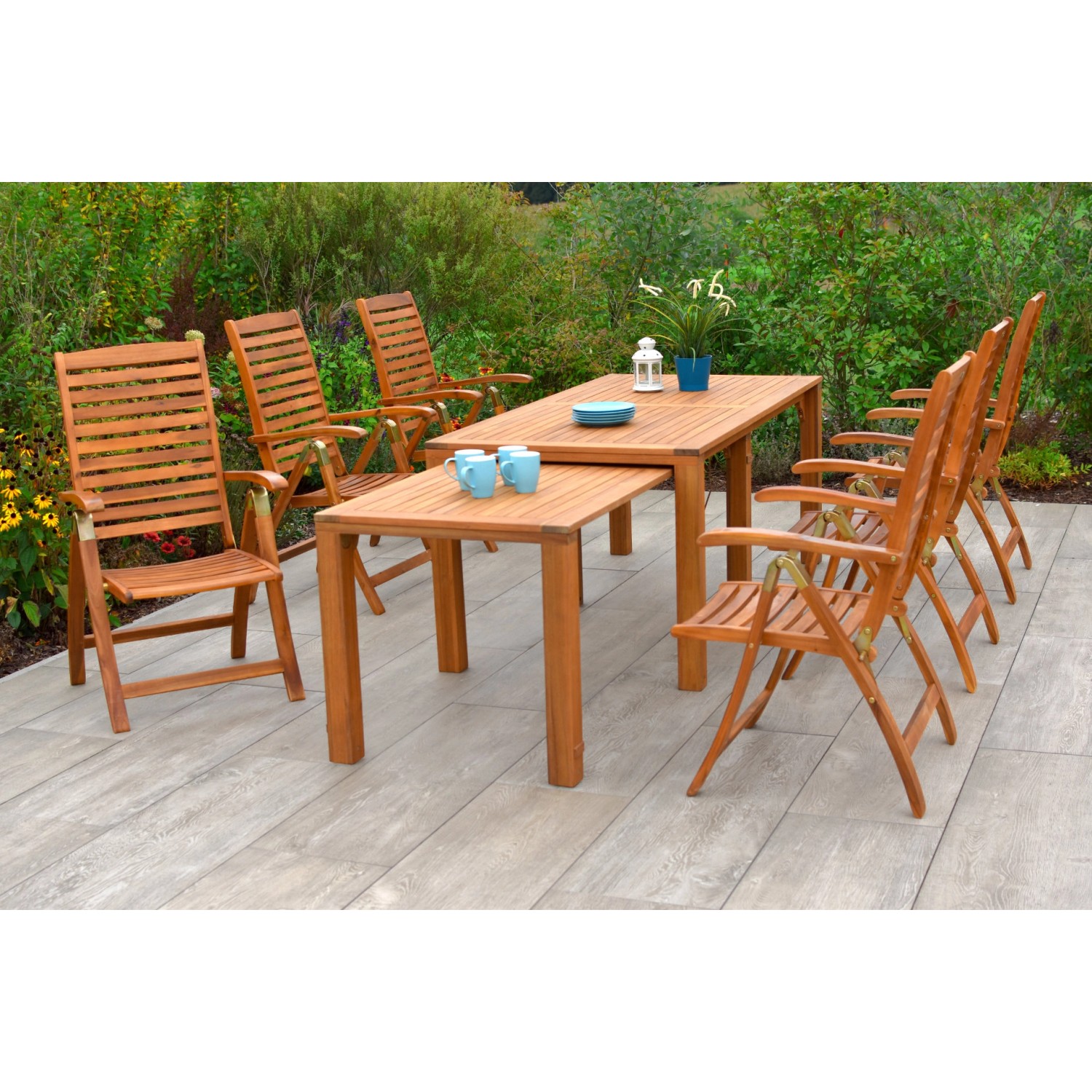 MERXX Garten-Essgruppe "Paraiba", (Set, 7 tlg.), 6 Klappsessel, 5-fach vers günstig online kaufen