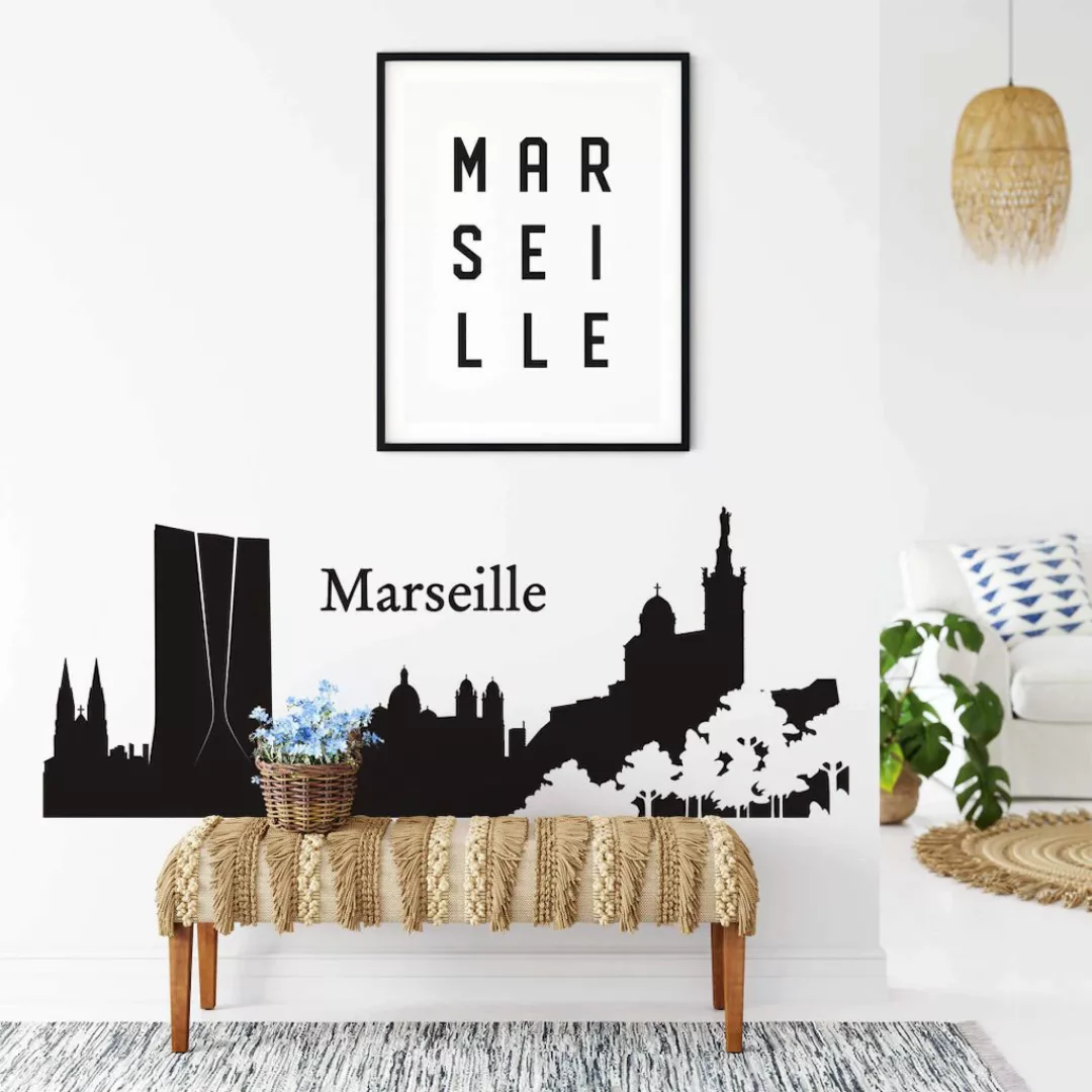 Wall-Art Wandtattoo "XXL Stadt Skyline Marseille 120cm", (1 St.), selbstkle günstig online kaufen