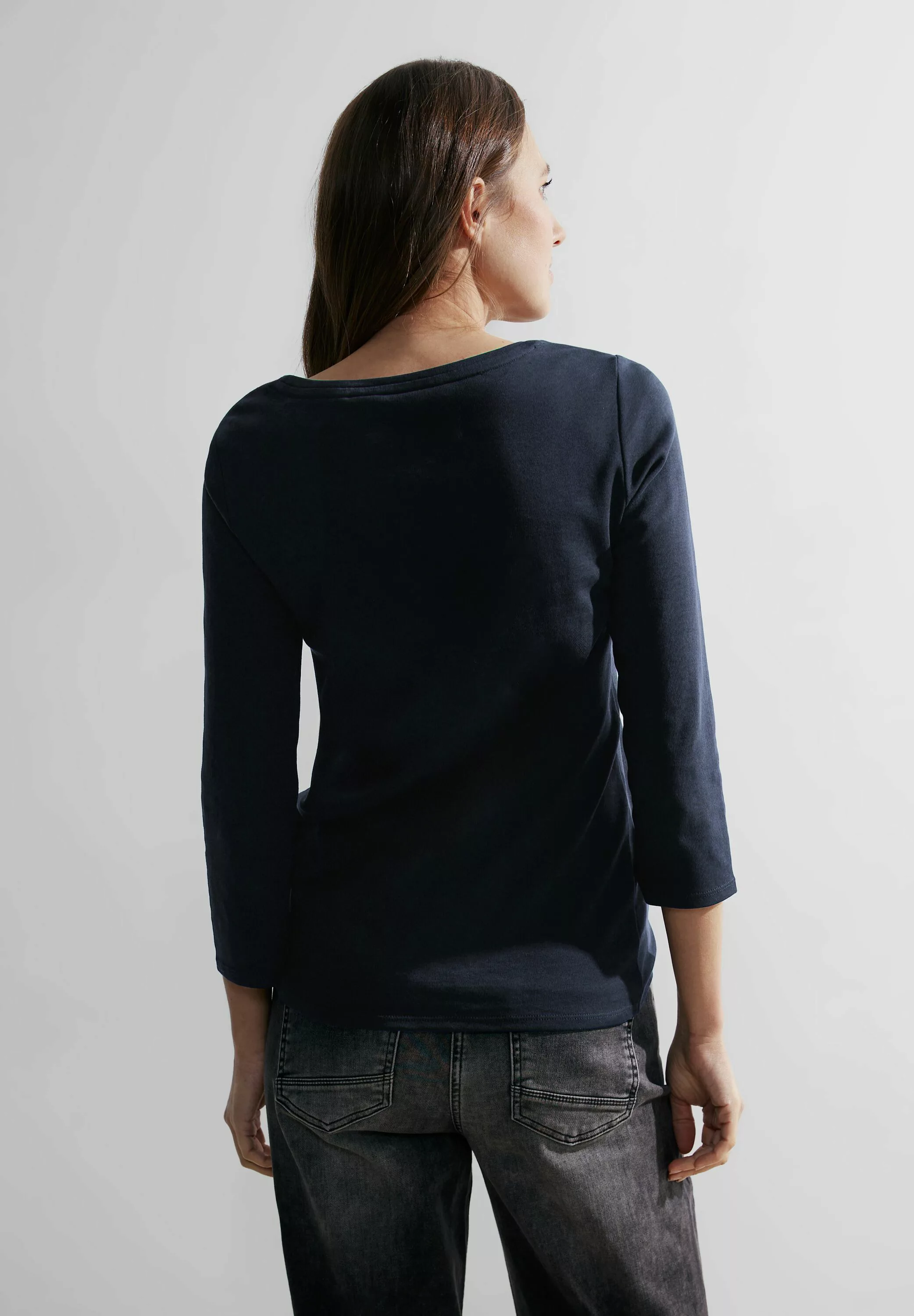 Cecil 3/4-Arm-Shirt Cecil Basic Shirt einfarbig in Universal Blue (1-tlg) N günstig online kaufen