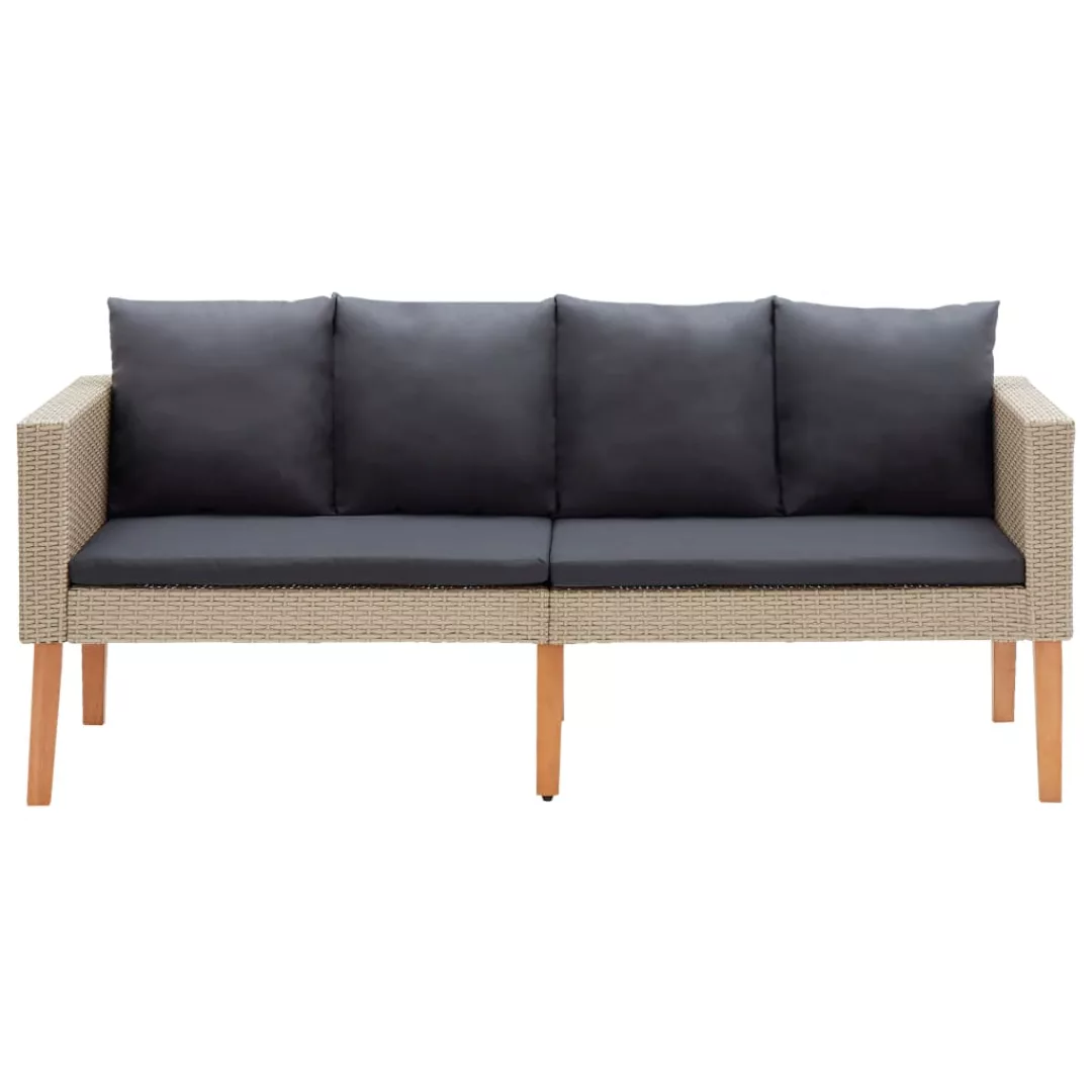 2-sitzer-gartensofa Mit Auflagen Poly Rattan Beige günstig online kaufen