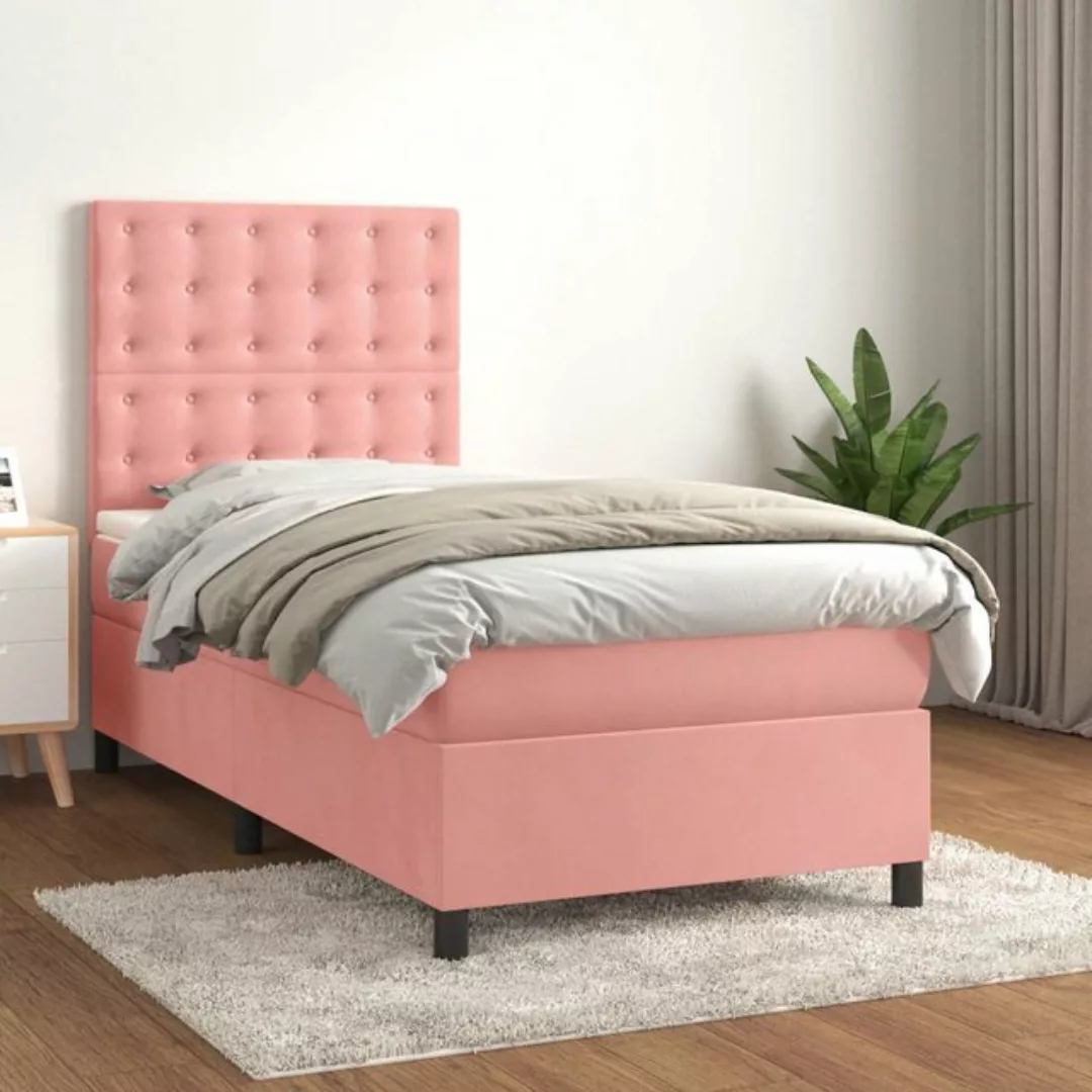 vidaXL Bett Boxspringbett mit Matratze Rosa 90x200 cm Samt günstig online kaufen