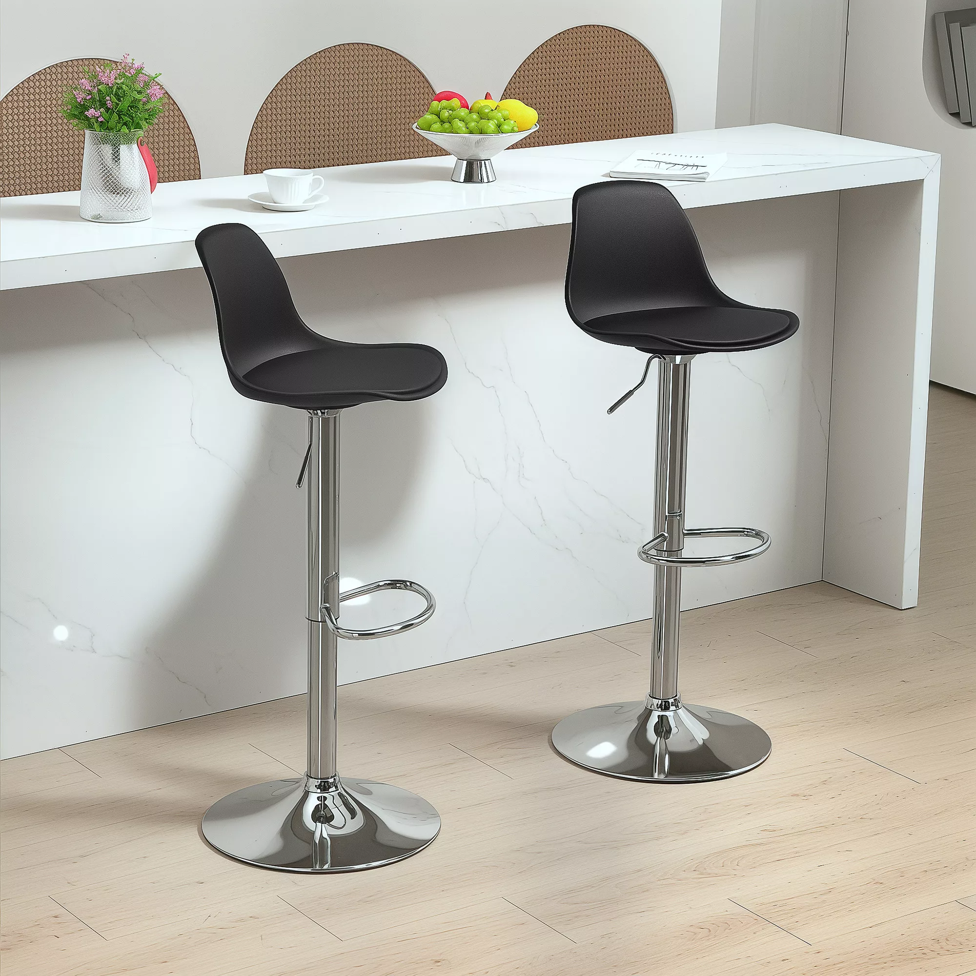 HOMCOM Barhocker 2er Set, Gepolstert Barstuhl mit Stahlgestell, Lehne, Höhe günstig online kaufen