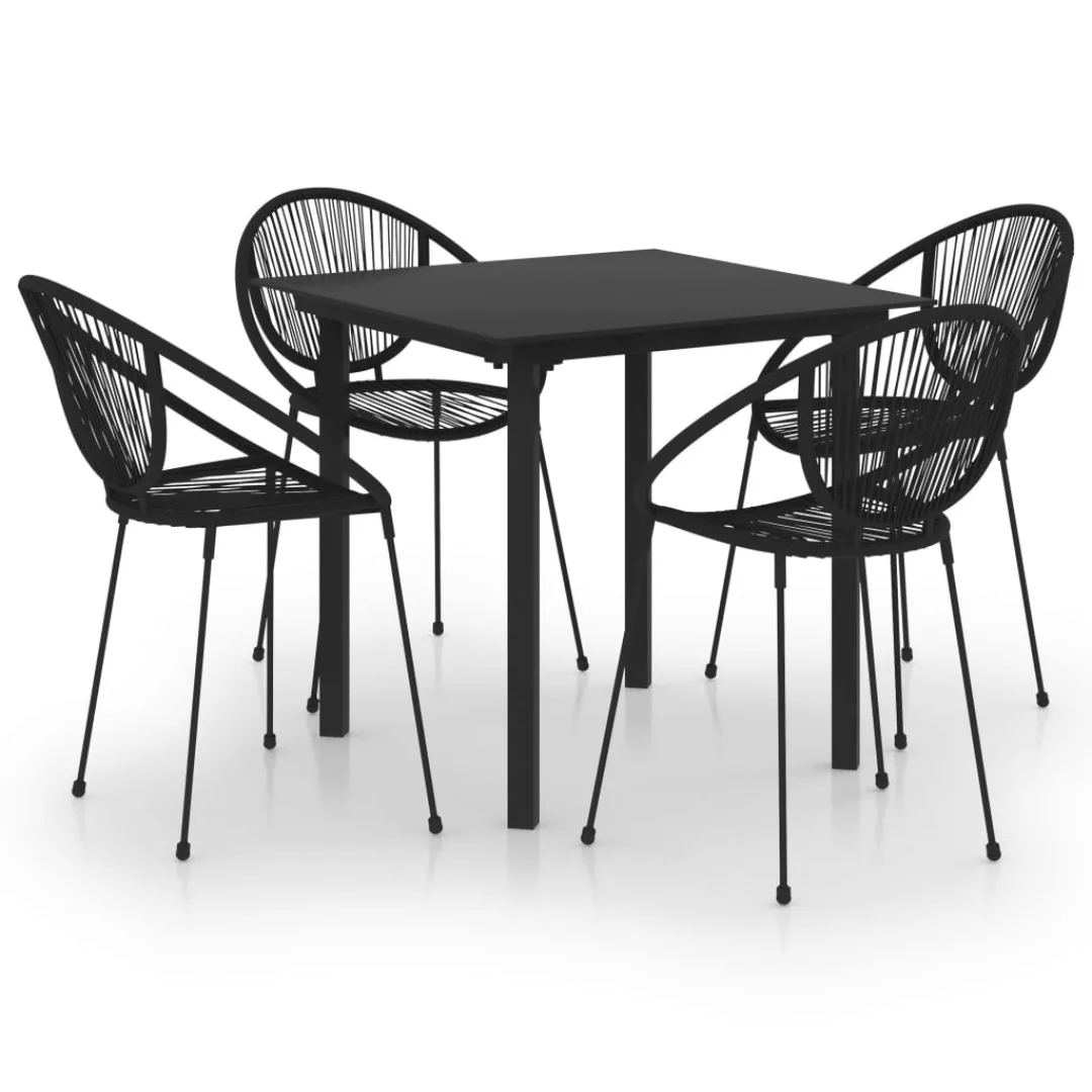 5-tlg. Garten-essgruppe Pvc Rattan Schwarz günstig online kaufen