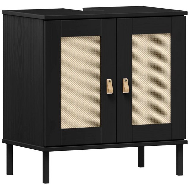 Lomadox Waschbeckenschrank WATFORD-69 60 cm breit, Kiefer massiv schwarz mi günstig online kaufen