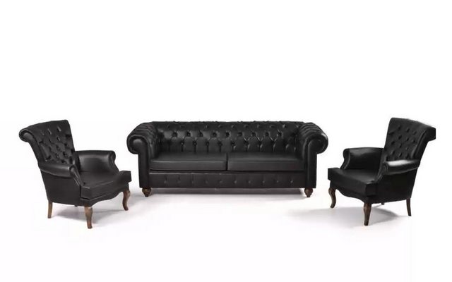 Xlmoebel Sofa Schwarze Chesterfield Sofa-Set Vollständige Büromöbel Moderne günstig online kaufen