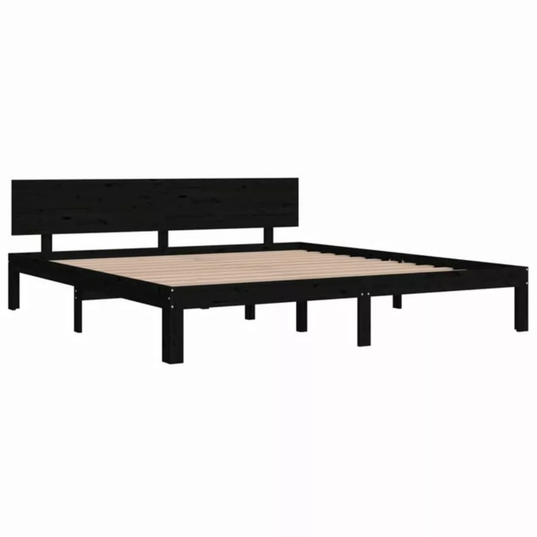 furnicato Bettgestell Massivholzbett Schwarz 180x200 cm (1-tlg) günstig online kaufen