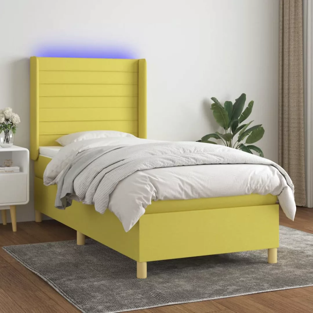 Vidaxl Boxspringbett Mit Matratze & Led Grün 100x200 Cm Stoff günstig online kaufen