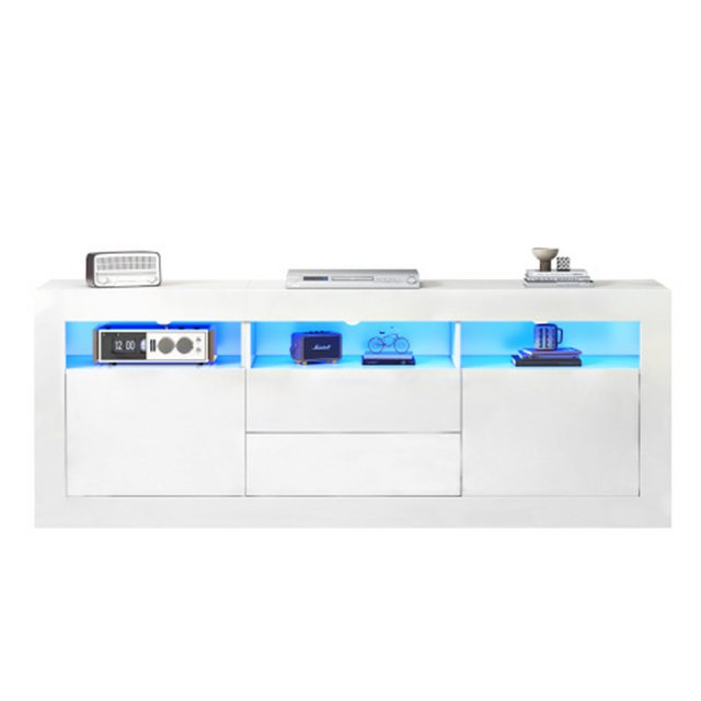 Celya TV-Schrank TV-Schrank 160x35x60cm mit LED, 3 Fächer, 2 Türen, 2 Schub günstig online kaufen