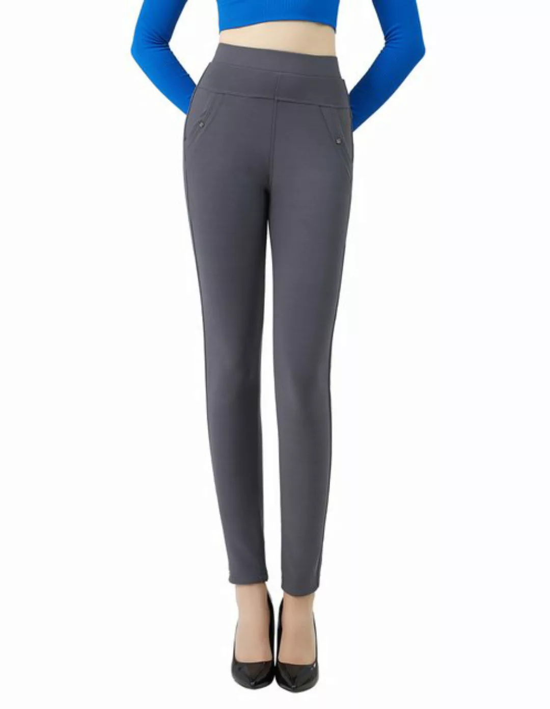 Jepo Leggings Elastische Damenhose Skinny slim Fit bequeme Grau XL/XXL Dame günstig online kaufen