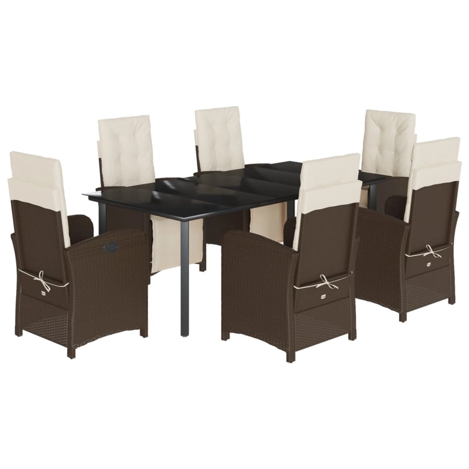 vidaXL 7-Tlg Garten-Essgruppe mit Kissen Braun Poly Rattan 3212554 günstig online kaufen