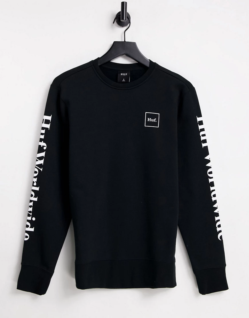 HUF – Essentials Domestic – Sweatshirt in Schwarz, Kombiteil günstig online kaufen