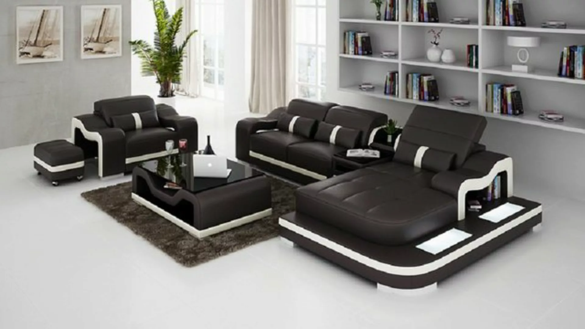 JVmoebel Sofa Luxus L-Form Sofa + Sessel Modernes Design Schwarz Neu, Made günstig online kaufen