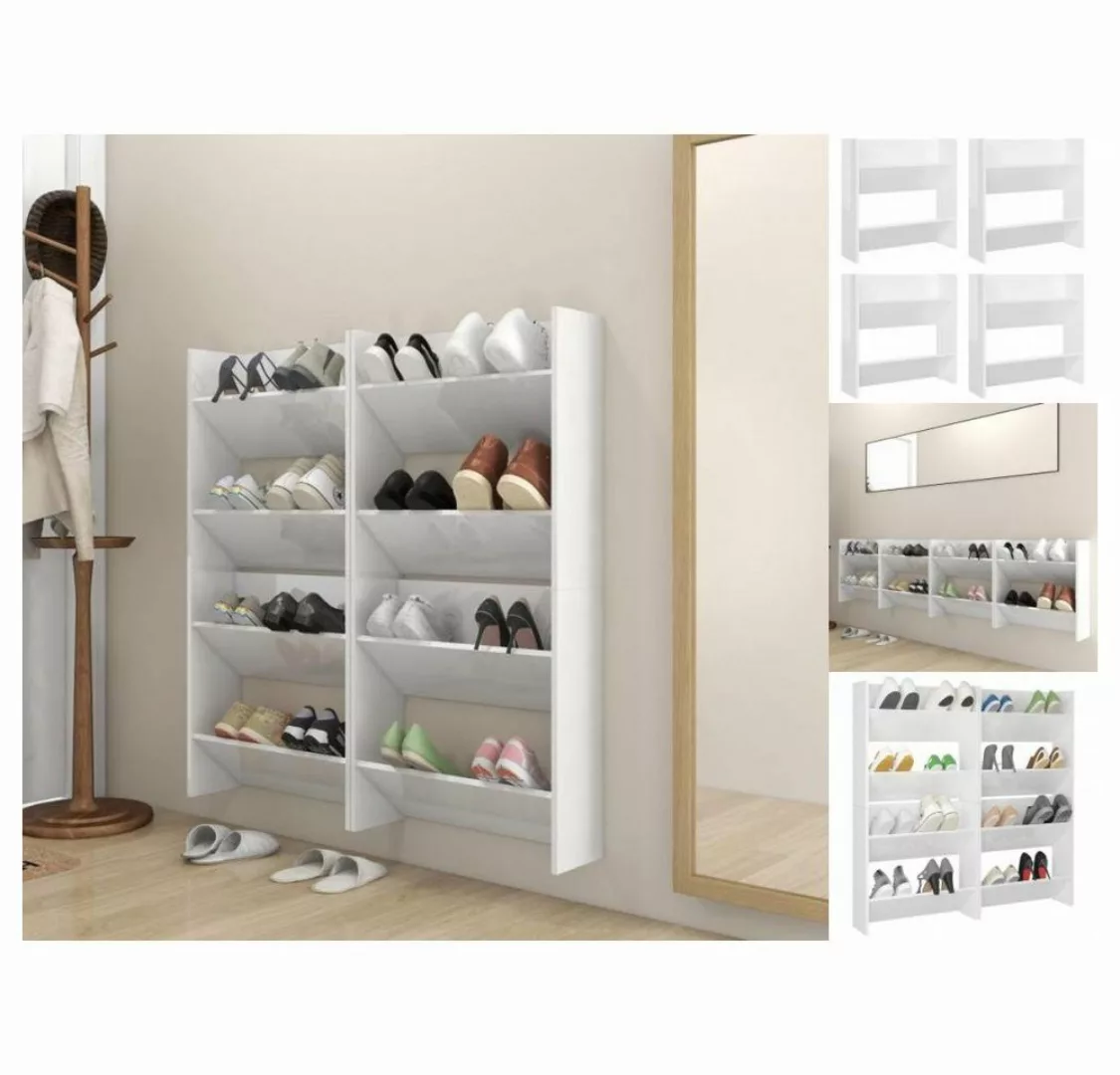 vidaXL Schuhschrank Wand-Schuhschränke 4 Stk Hochglanz-Weiß 60x18x60 cm Spa günstig online kaufen