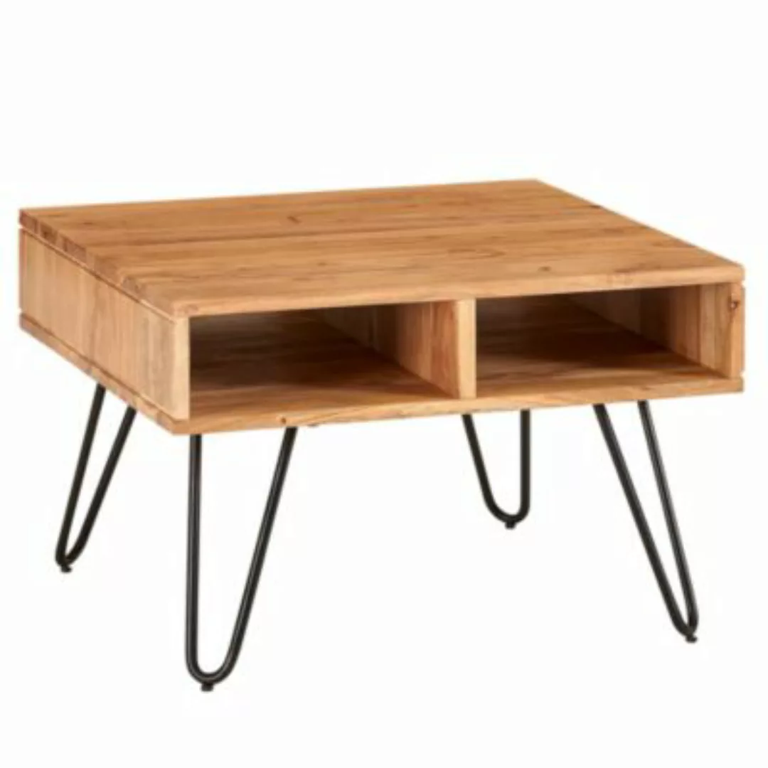 FineBuy Couchtisch Massivholz 60 x 60 x 40 cm (LxBxH) braun günstig online kaufen