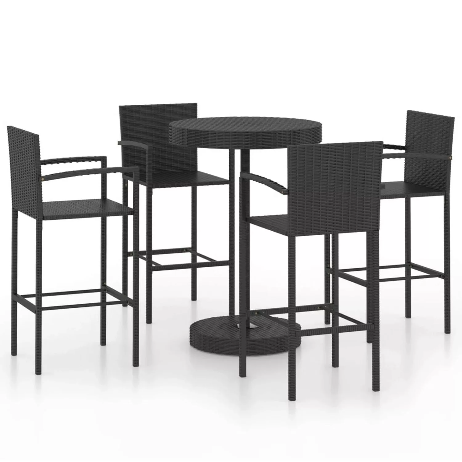 5-tlg. Gartenbar-set Poly Rattan Schwarz günstig online kaufen