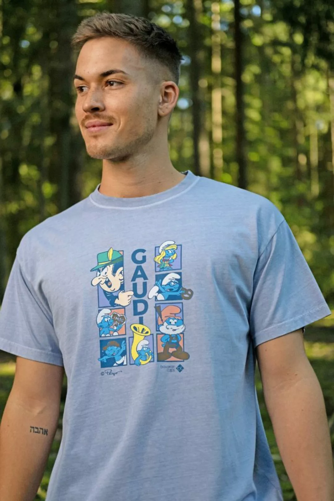 Bavarian Caps Trachtenshirt Shirt Herren - VOLKSFEST-GAUDI - blaugrau günstig online kaufen