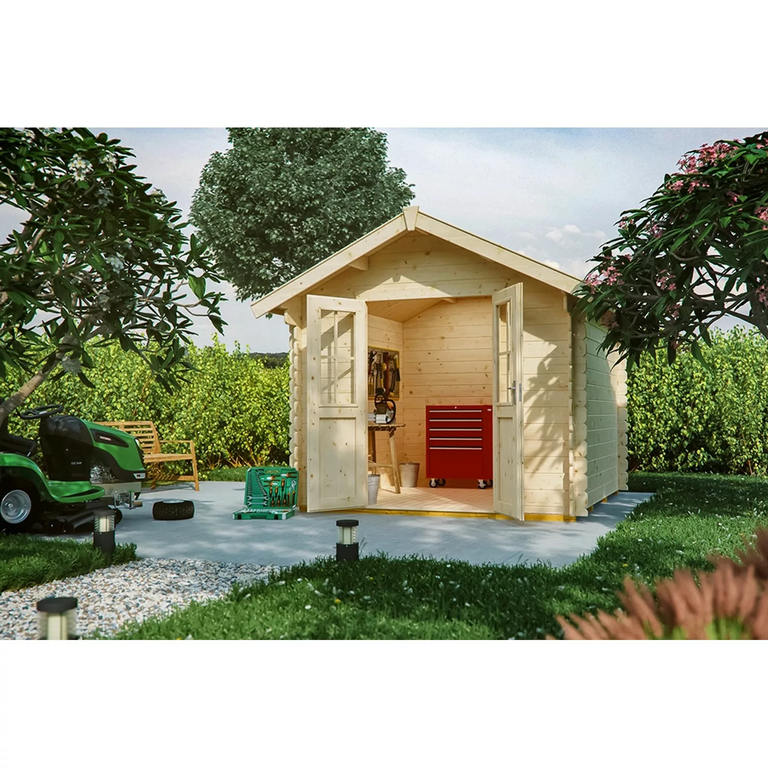 Skan Holz Holz-Gartenhaus/Gerätehaus Palma 2 Natur 250 cm x 250 cm günstig online kaufen