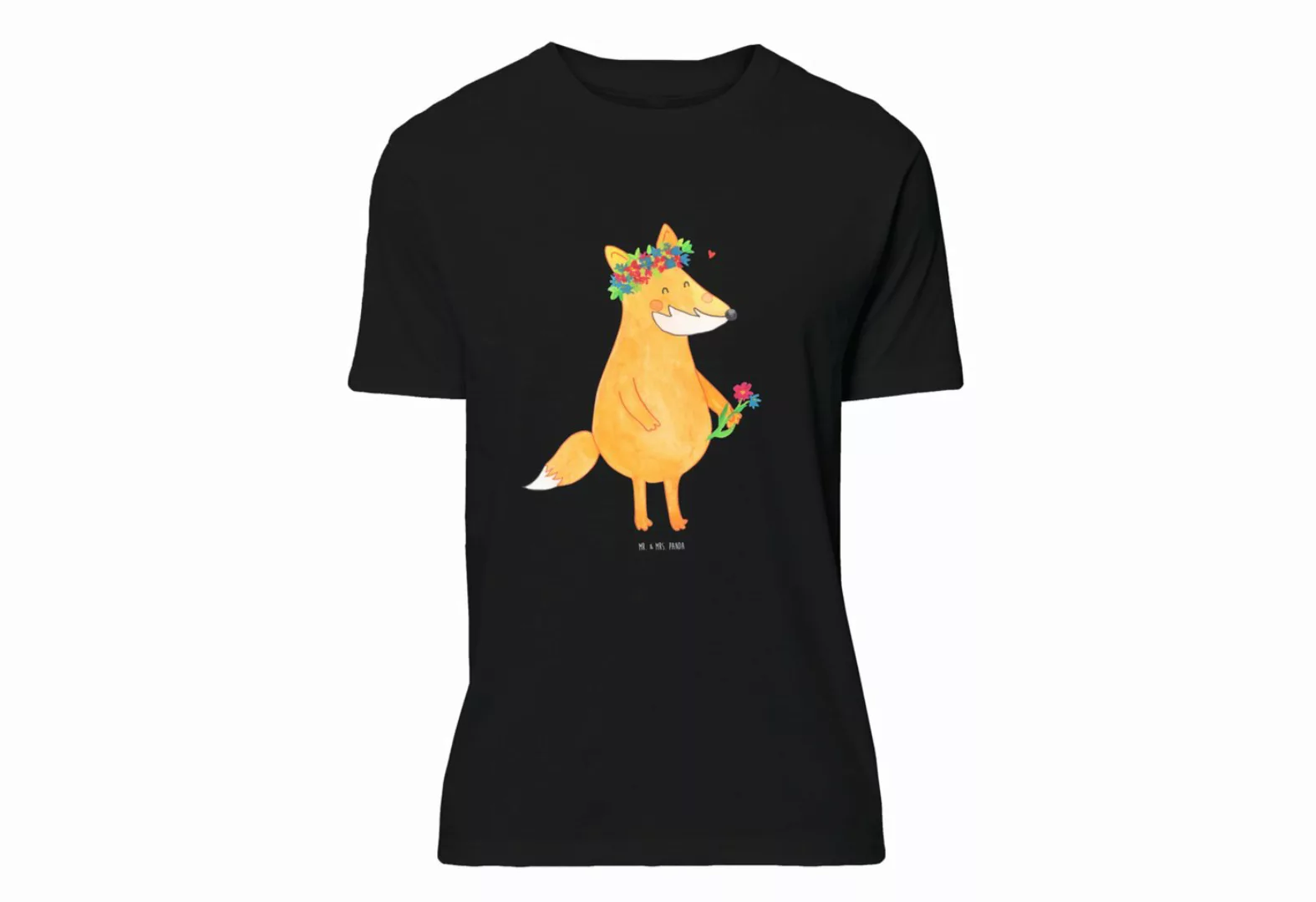 Mr. & Mrs. Panda T-Shirt Fuchs Blumenliebe - Schwarz - Geschenk, Schlafshir günstig online kaufen