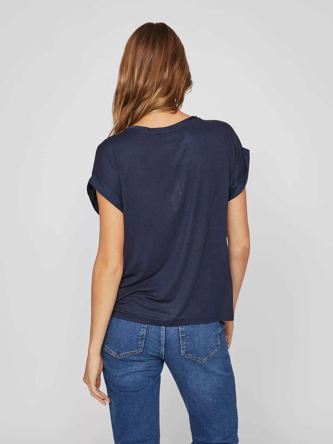 Vila Kurzarmshirt "VIELLETTE S/S SATIN TOP - NOOS", Satin Optik günstig online kaufen