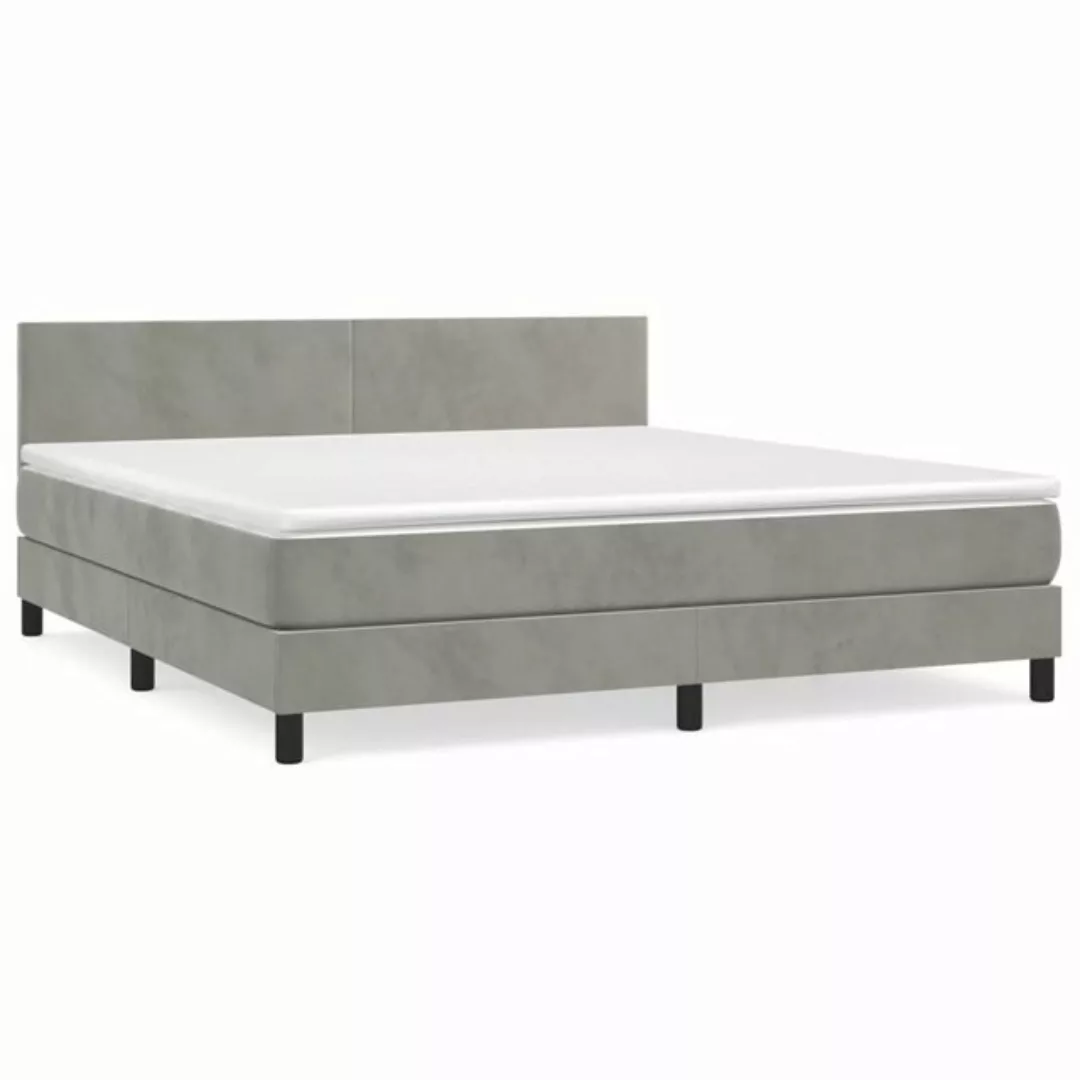 vidaXL Boxspringbett Boxspringbett mit Matratze Hellgrau 160x200 cm Samt Be günstig online kaufen