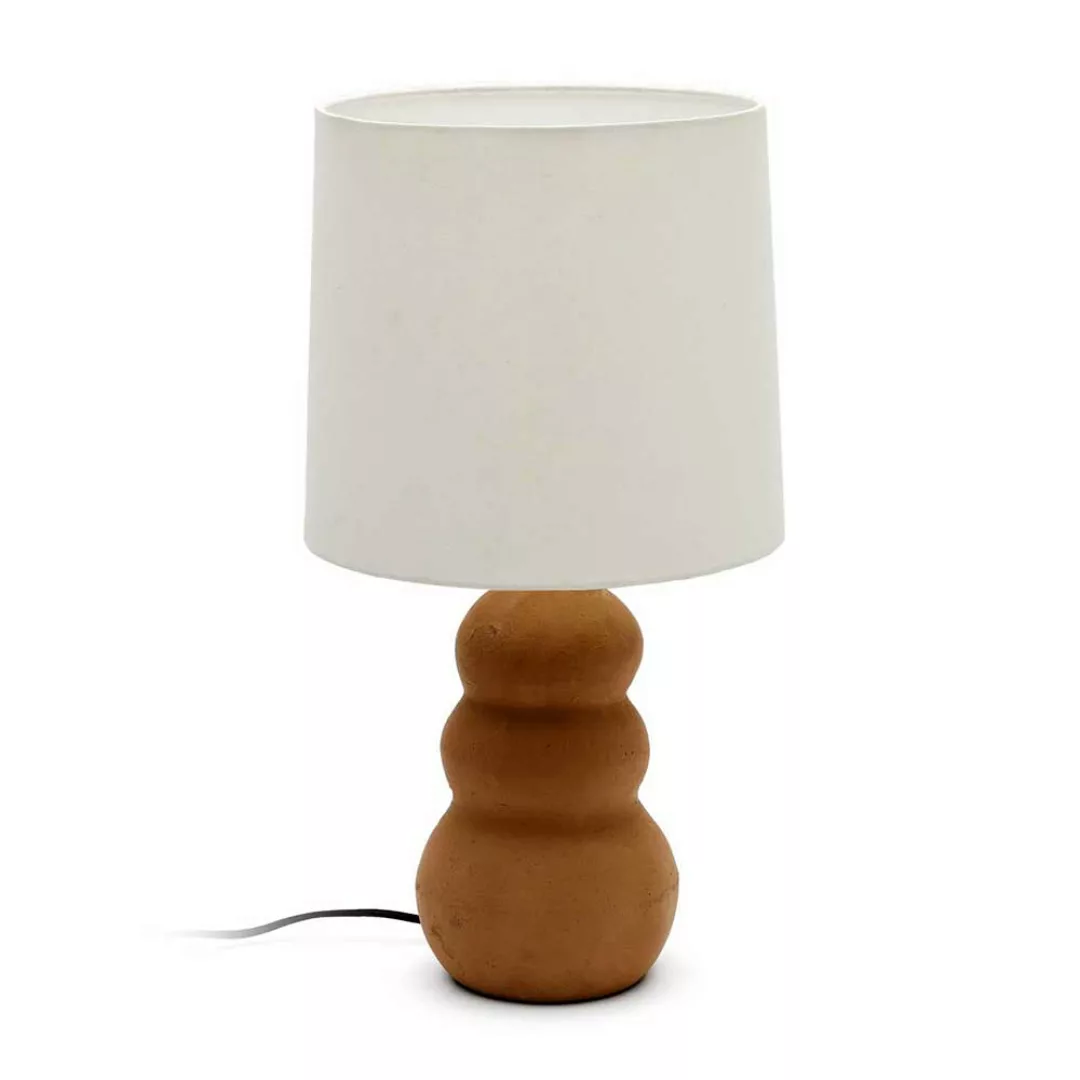 Tischlampe Landhaus in Weiß und Terracotta Keramik Fuß günstig online kaufen