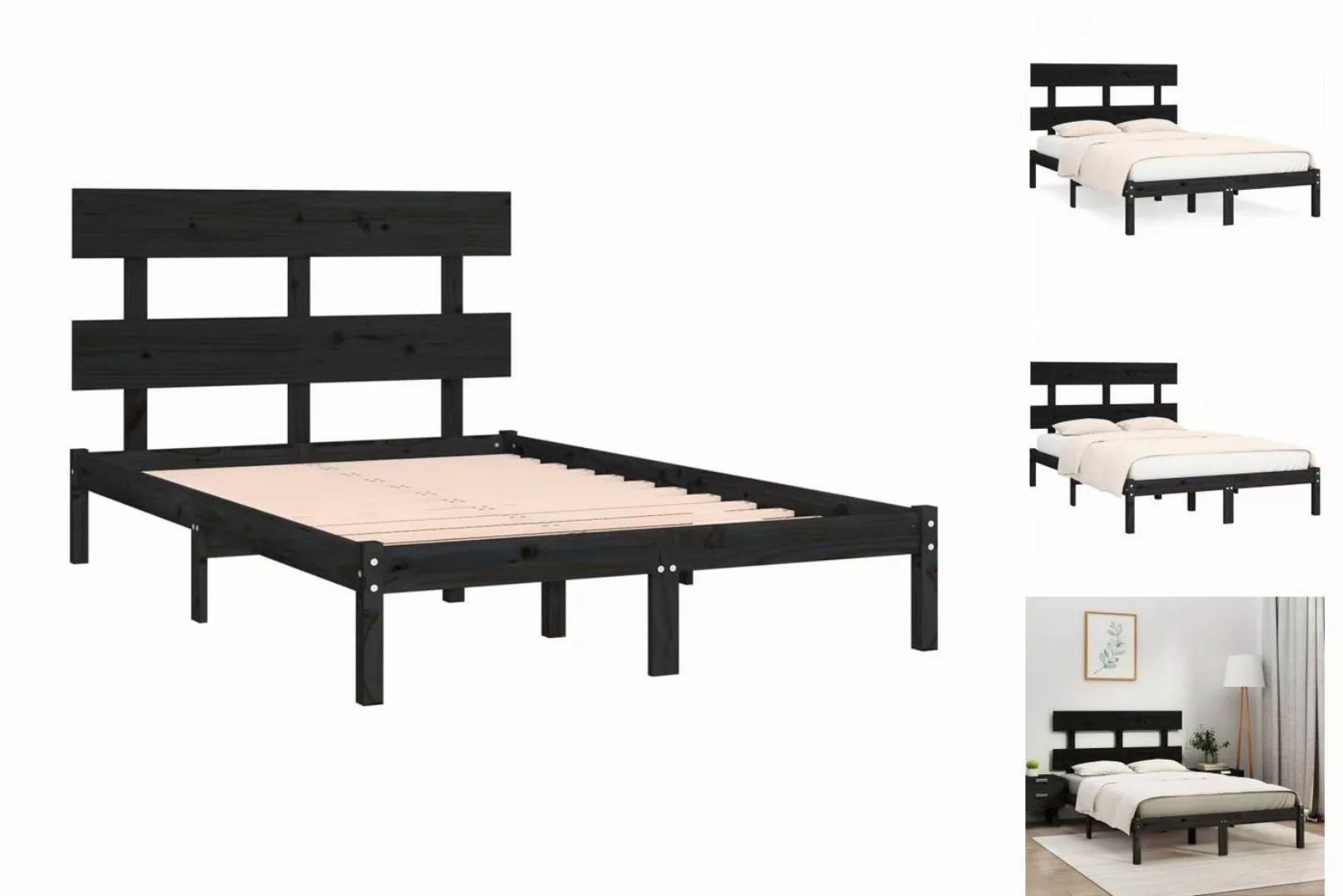 vidaXL Bettgestell Massivholzbett Schwarz 180x200 cm 6FT Super King Bett Be günstig online kaufen