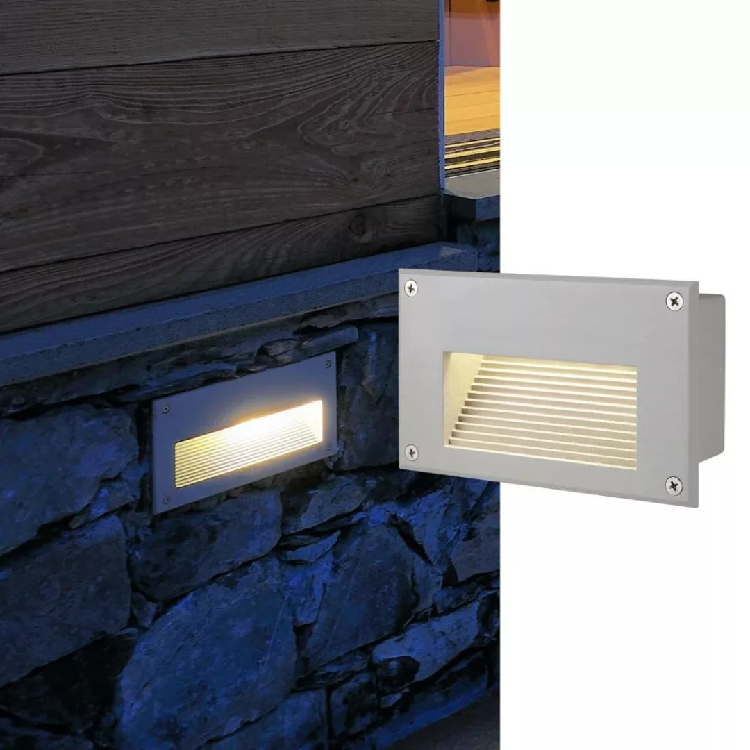 Downunder LED Wandeinbauleuchte Brick, silbergrau, 3000 K günstig online kaufen