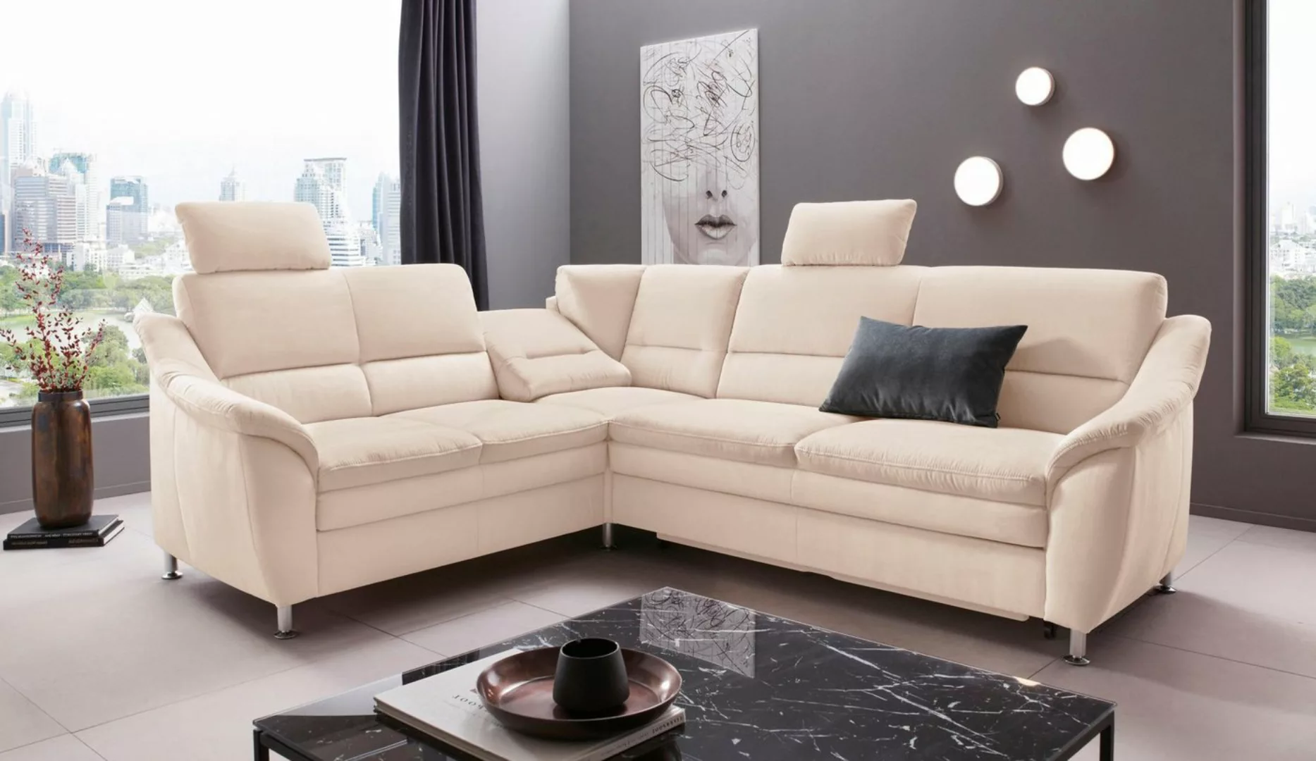 Places of Style Ecksofa Cardoso L-Form, Federkern, wahlweise mit Bett, Schu günstig online kaufen